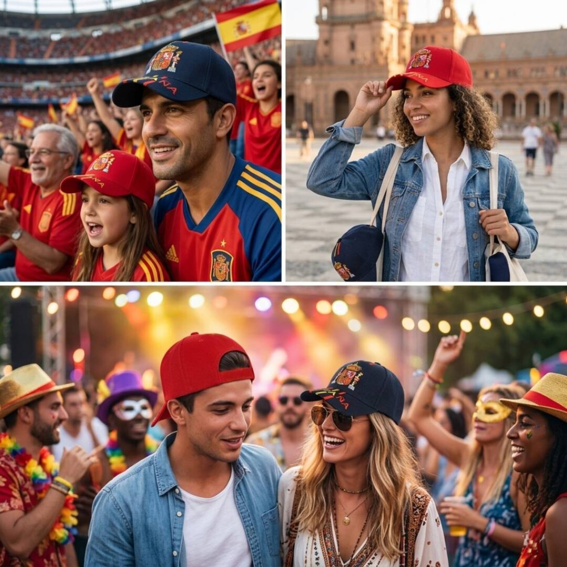 Gorras de España Azul y Roja | Gorra Bordada Bandera España Escudo Real - 12