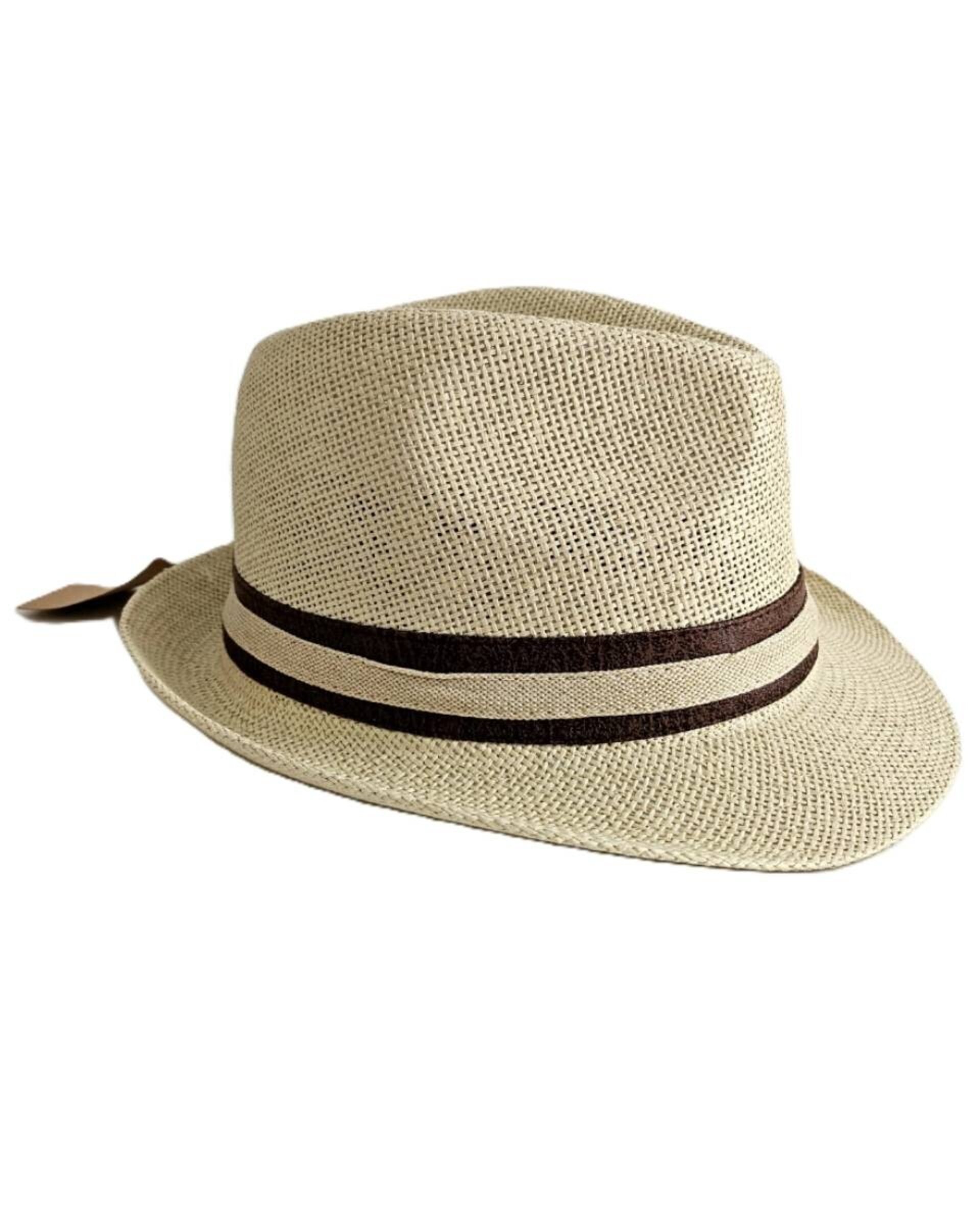 Sombrero de Paja Gorro Trilby para Adulto Hombre Mujer Beige - 2