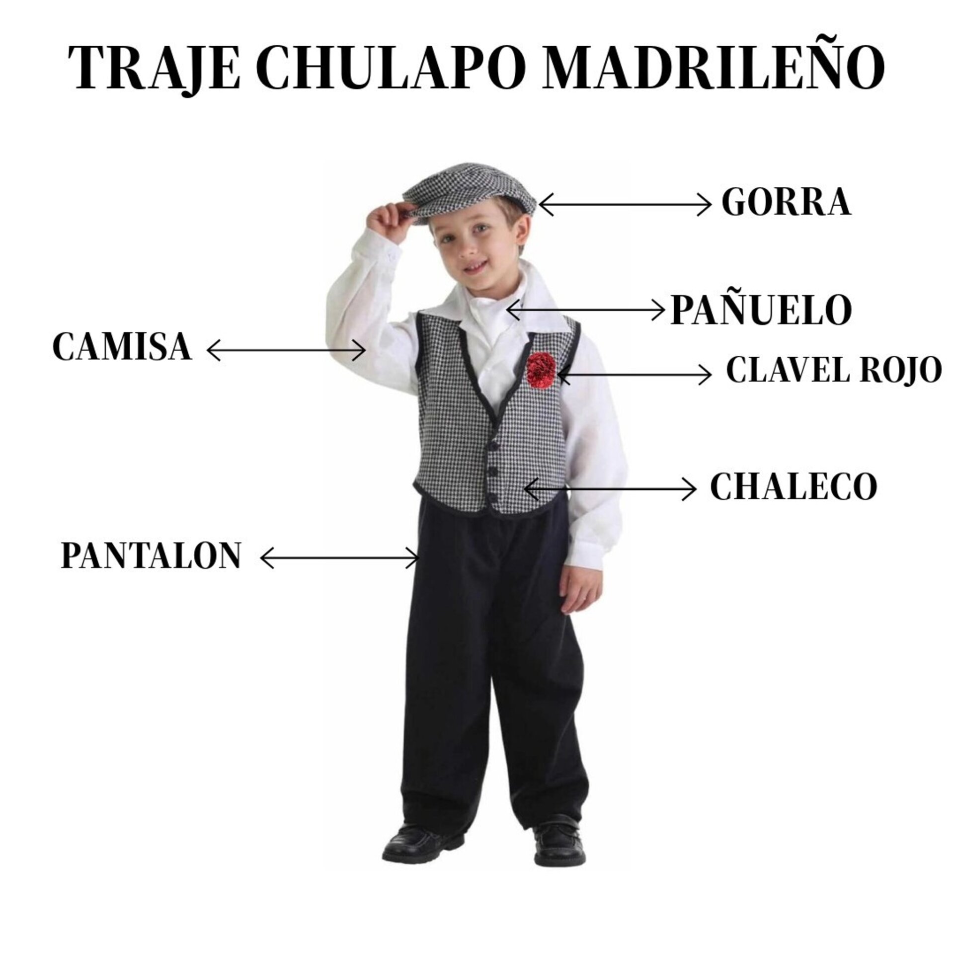 Disfraz Chulapo Madrileño Cultura Española Traje Fiesta San Isidro para niños - 7