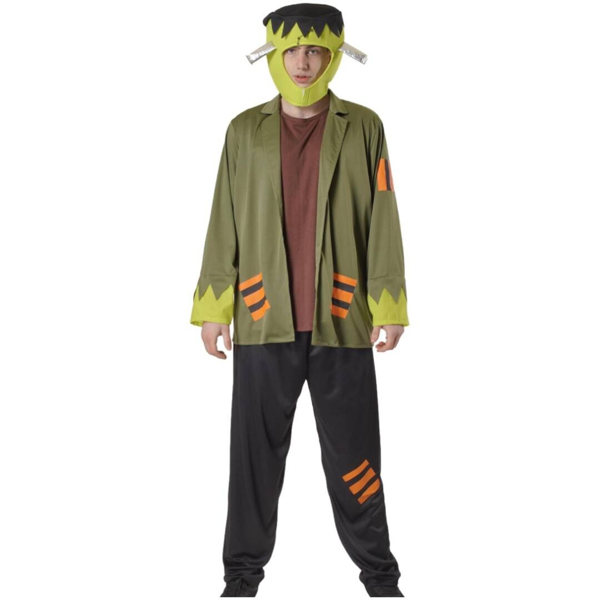 Disfraz Frankenstein Hombre Kit Monstruo Verde Chaqueta Camisa Pantalón Gorro - 4