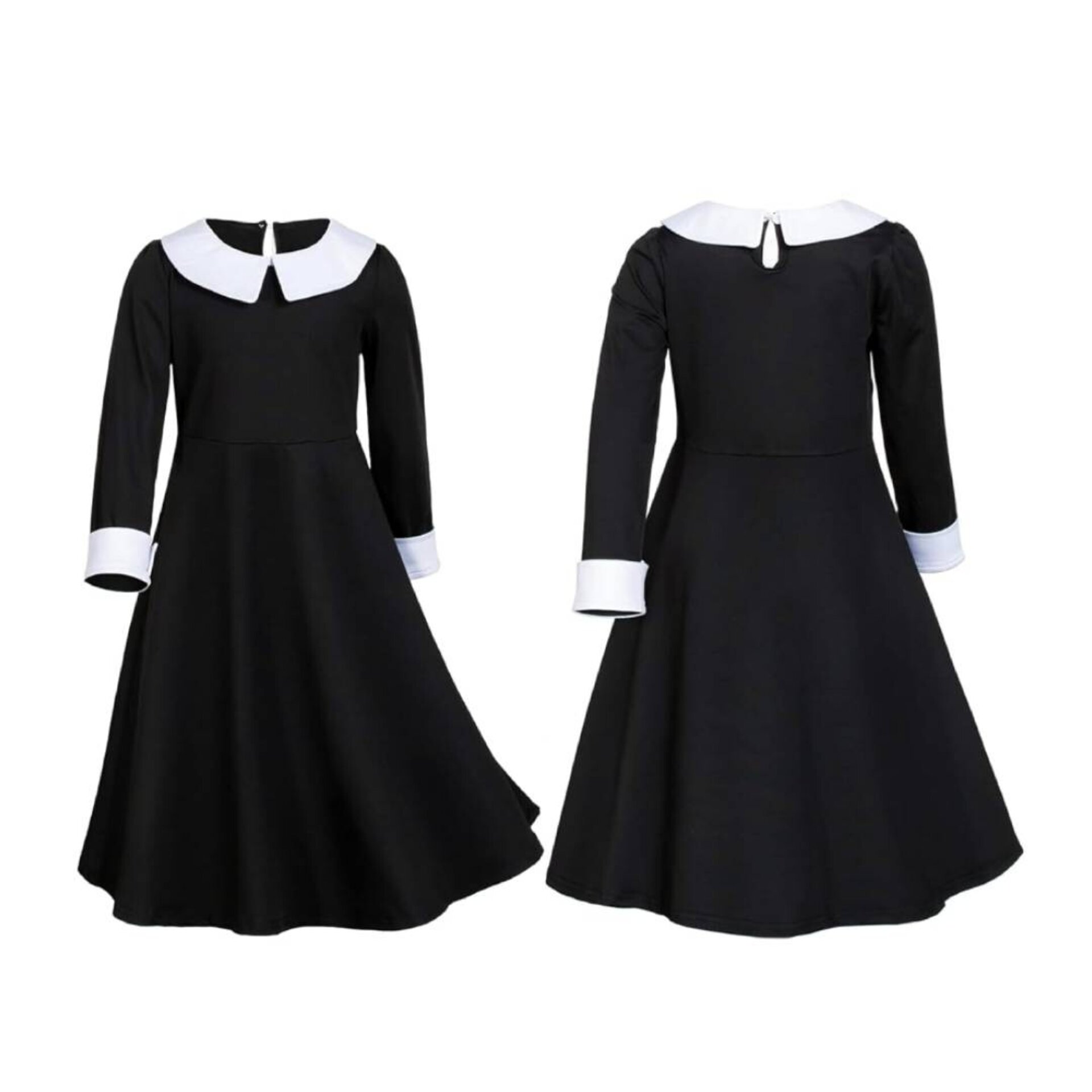 Vestido Disfraz Miércoles Addams Merlina Vestido Gótico para Adulto - 4