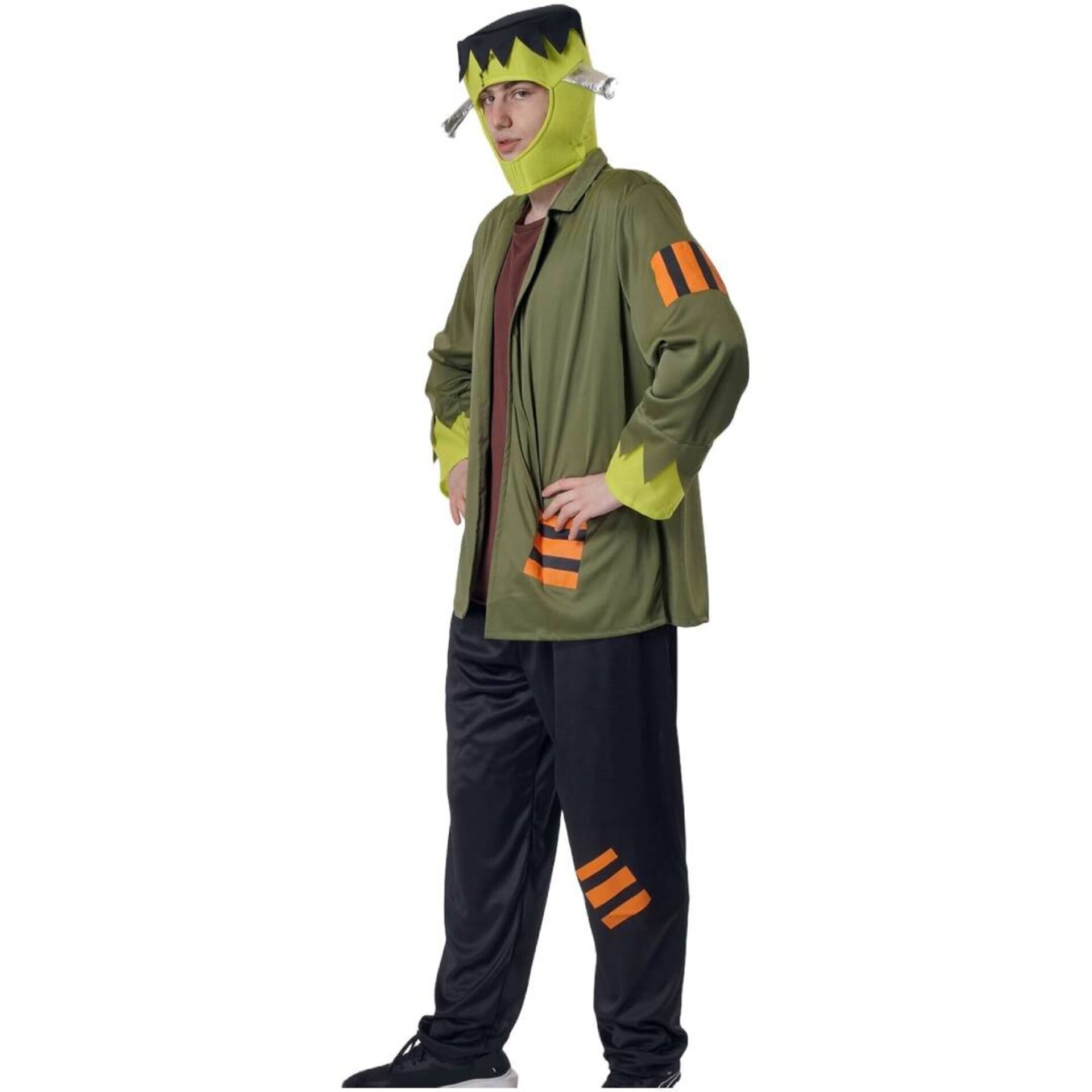 Disfraz Frankenstein Hombre Kit Monstruo Verde Chaqueta Camisa Pantalón Gorro - 6