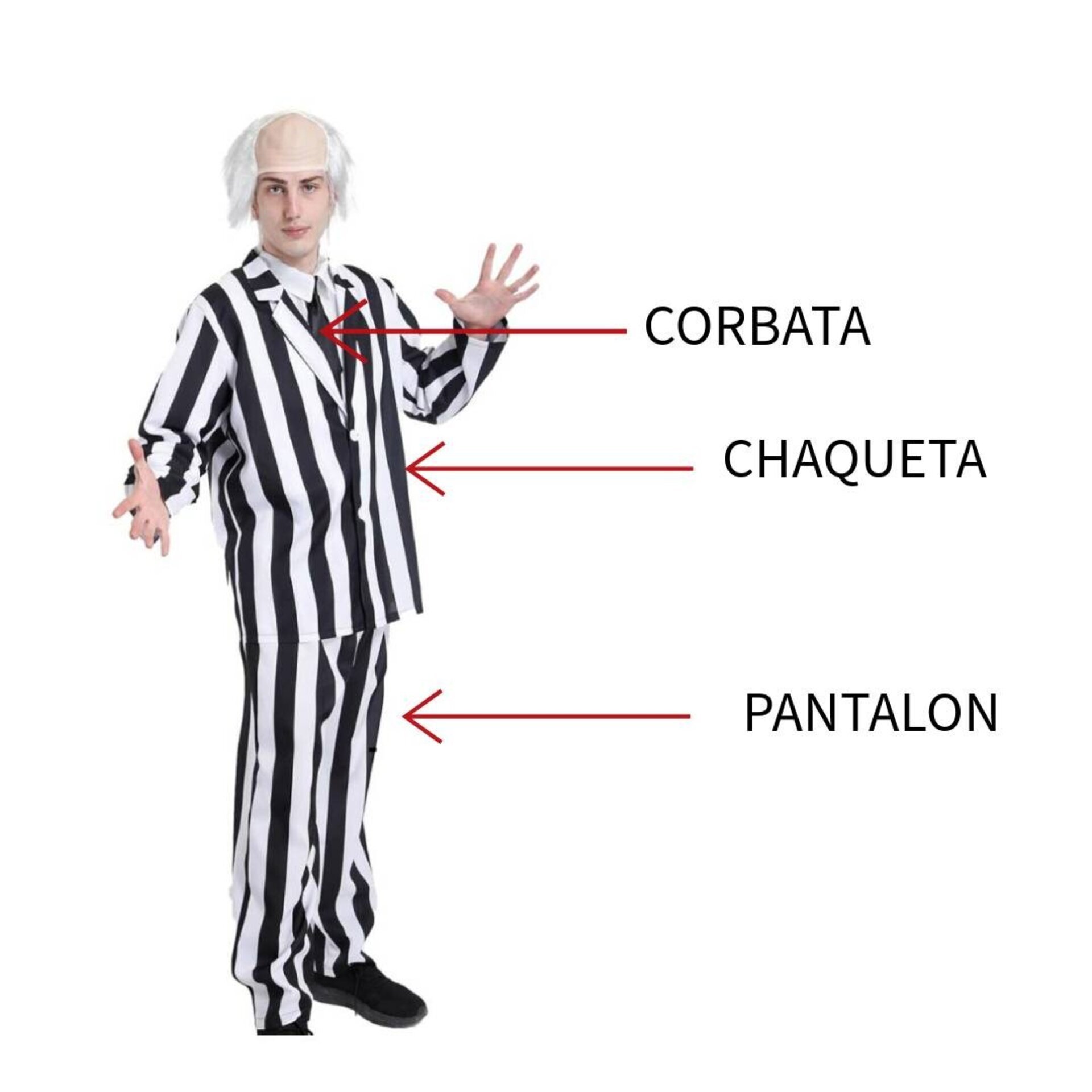 Disfraz Bitelchus Bitelchús Fantasma Ghost Beetlejuice Traje Adulto Hombre - 5