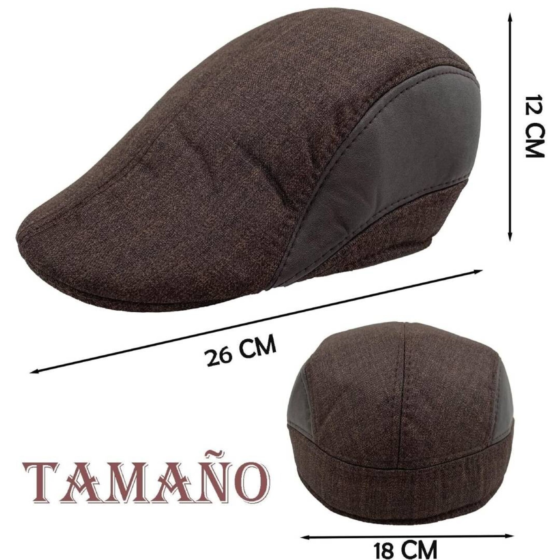 Boina Inglesa Hombre | Piel Sintética | Flat Cap Newsboy | Talla Única Adulto - 4
