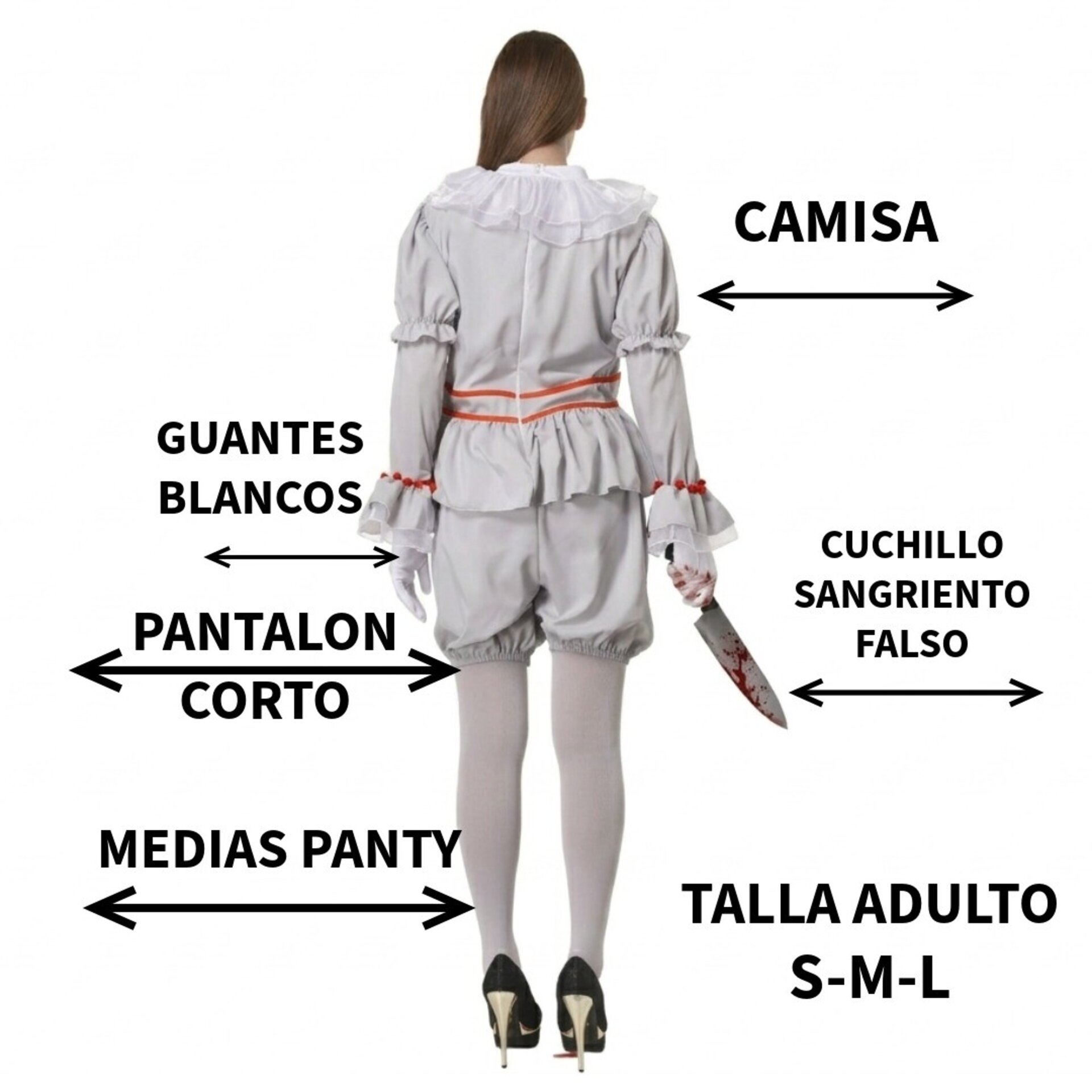 Disfraz Payasa Terrorífica Mujer Payaso Pennywise IT Halloween Carnaval - 5