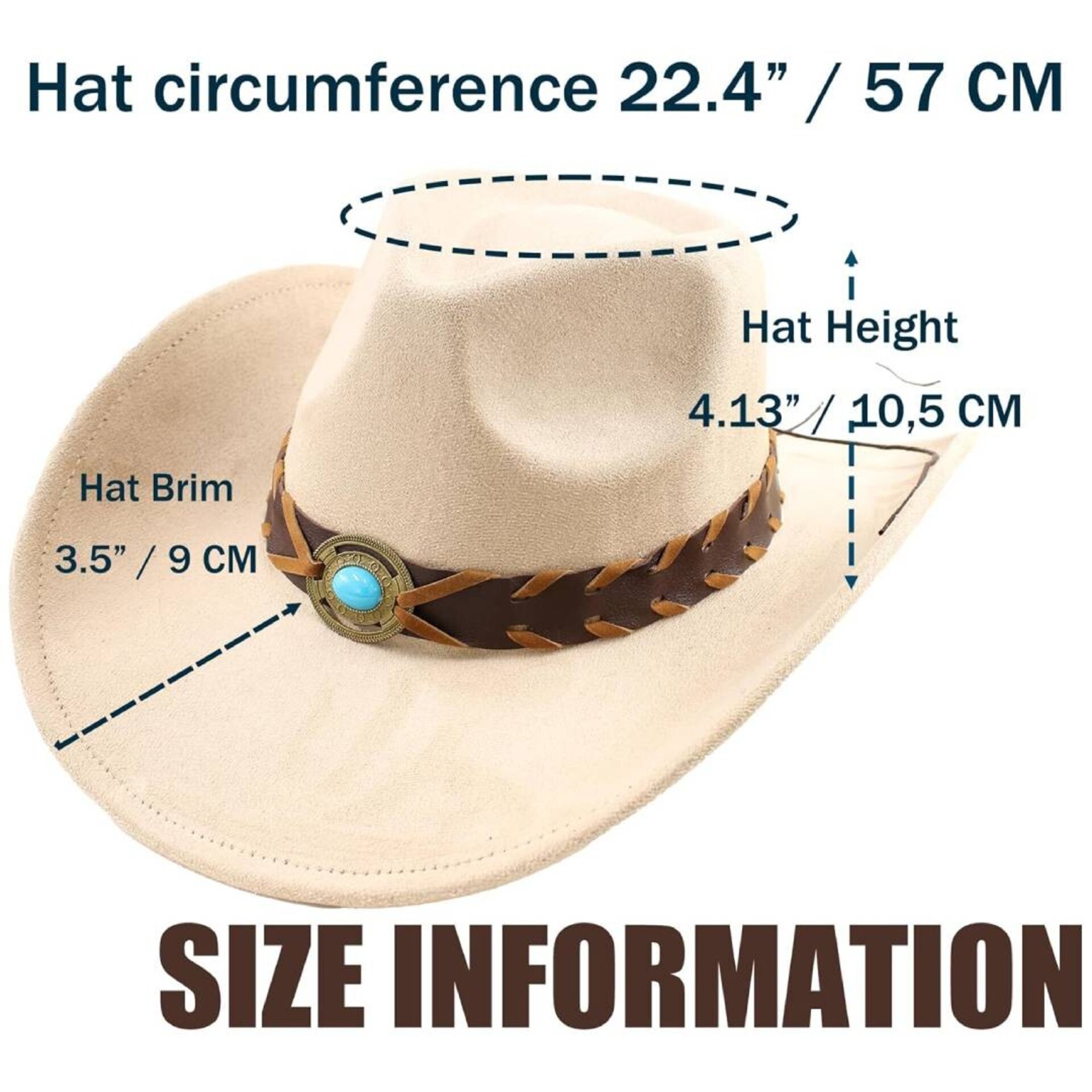 Sombrero Vaquero Cowboy Cowgirl Western Rodeo Unisex Blanco - 5