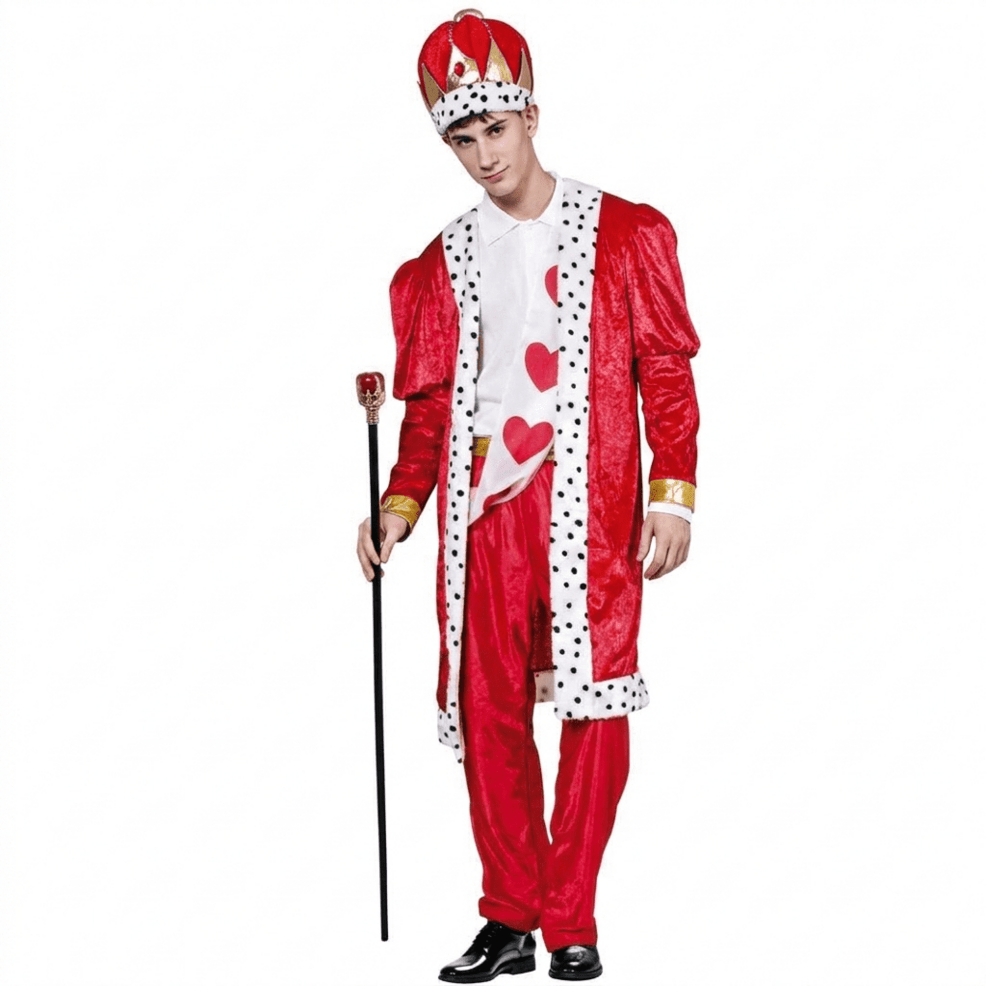 Disfraz Rey de Corazones Adulto Chaqueta, Pantalón, Banda, Gorro, Baston de Rey - 2