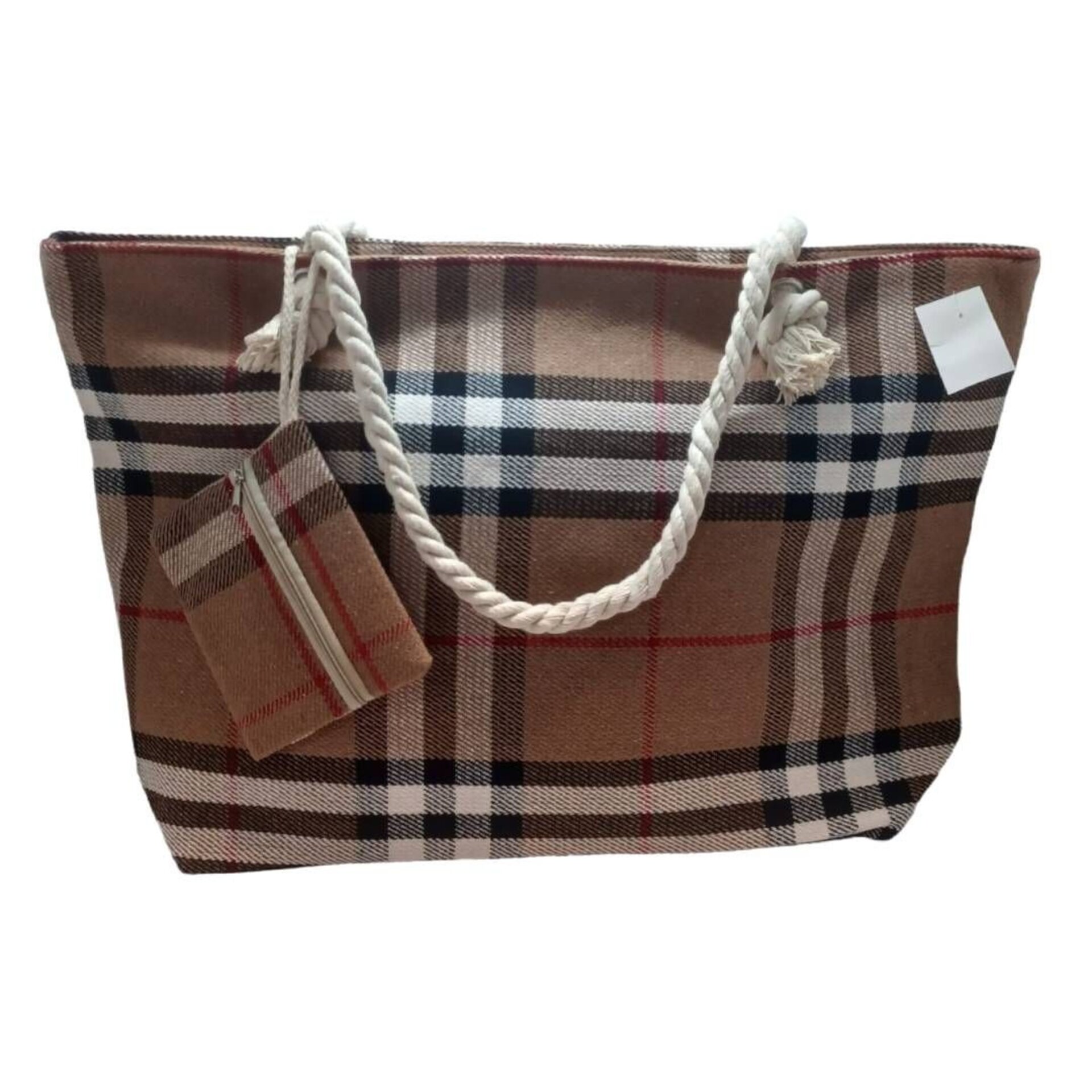 Bolso grande de playa doble asa con monedero a juego diseño a rayas - 4