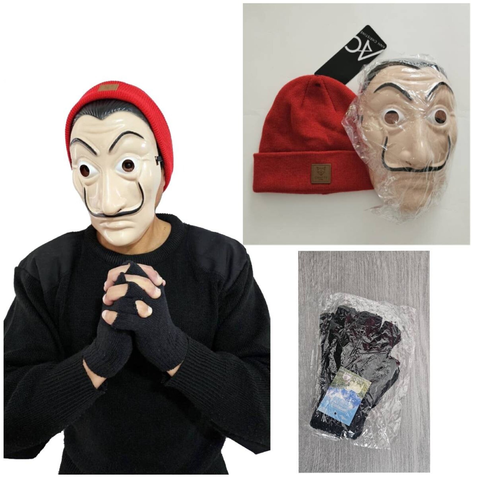 Máscara El Salvador Dalí La Casa de Papel Gorro Rojo - 10