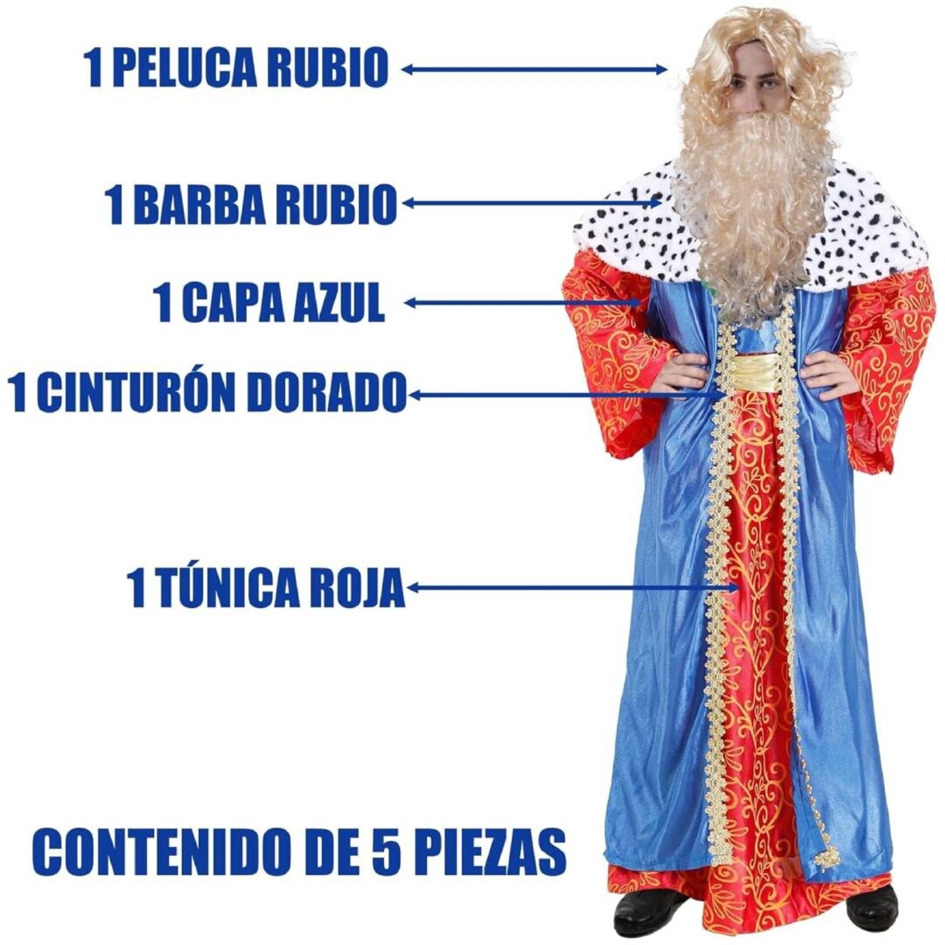 Disfraz Rey Mago Rubio Navideño Adulto | Navidad Cabalgata Reyes | Regalos Dulce - 2