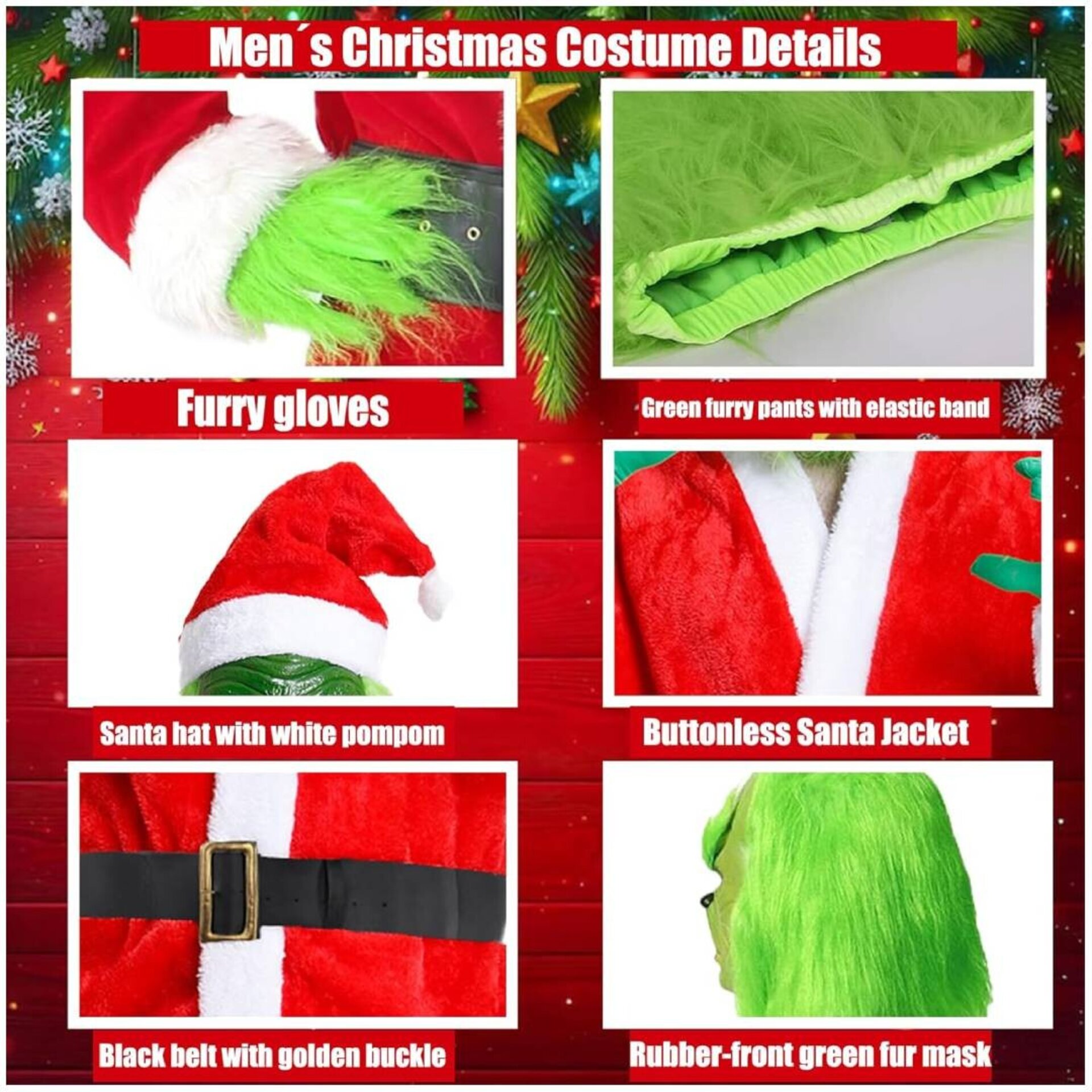 Disfraz El Grinch Monte Crumpit Traje Navidad Hombre Adulto - 4