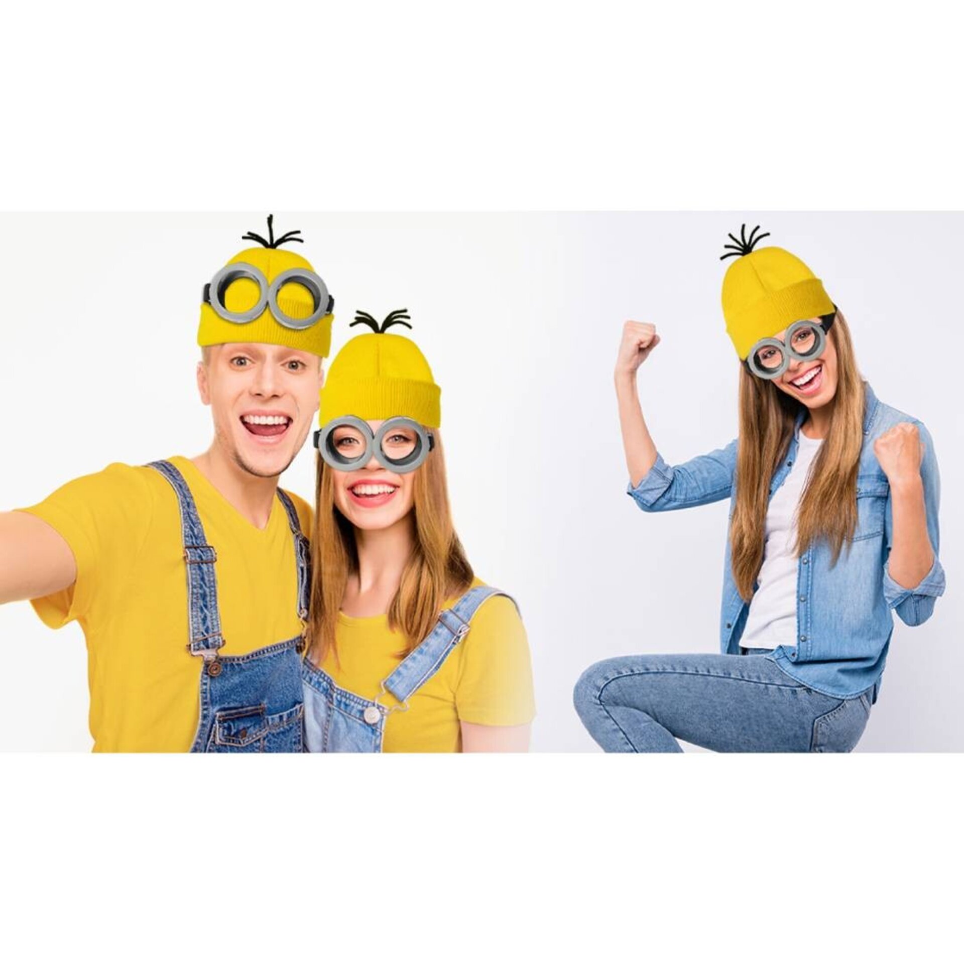 Set de Accesorios Disfraz Minion Adulto Unisex Gorro, Gafas, Tirantes, Guantes - 5