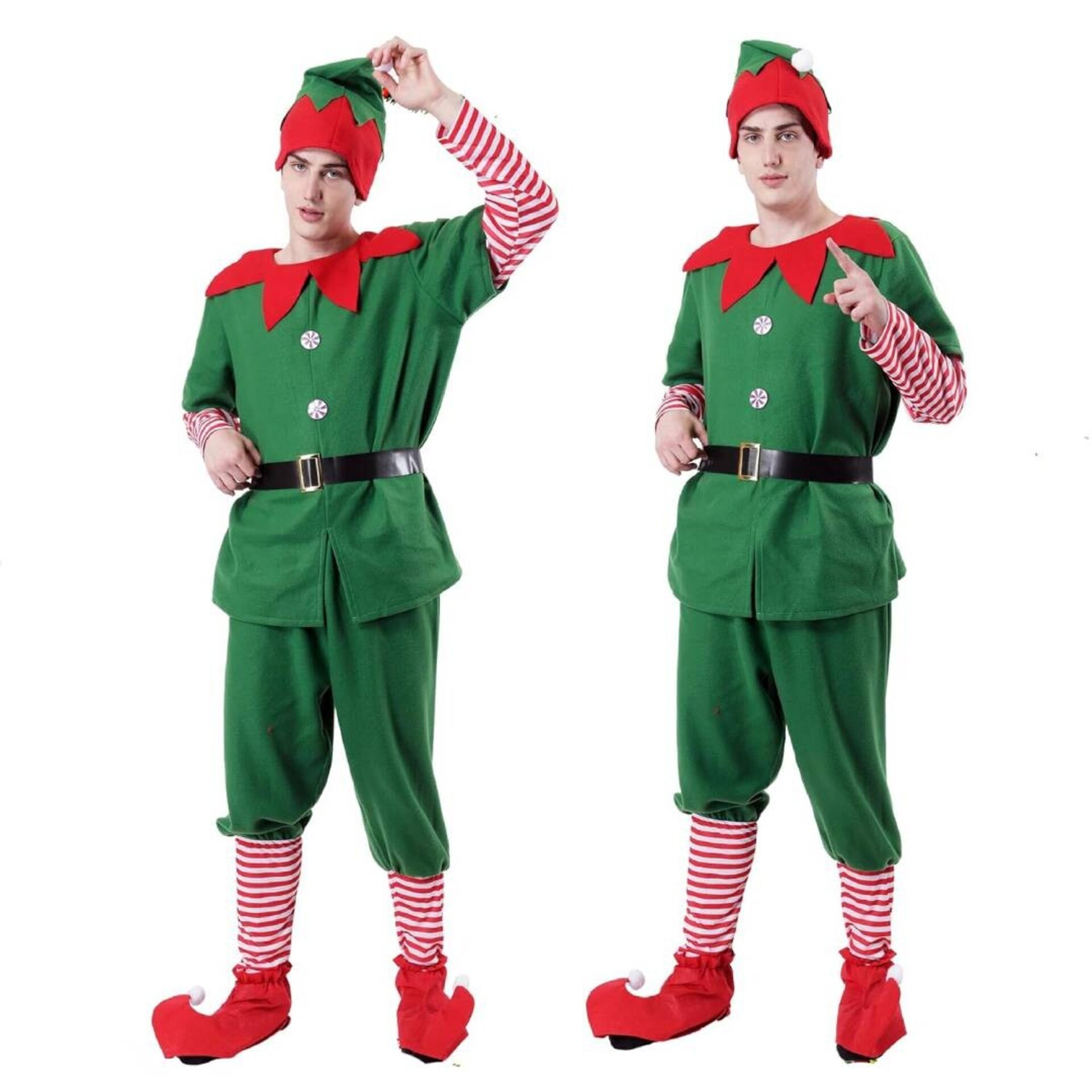 Disfraz Elfo - Traje Navidad Duende Verde - Papa Noel - Regalos Adulto - 3