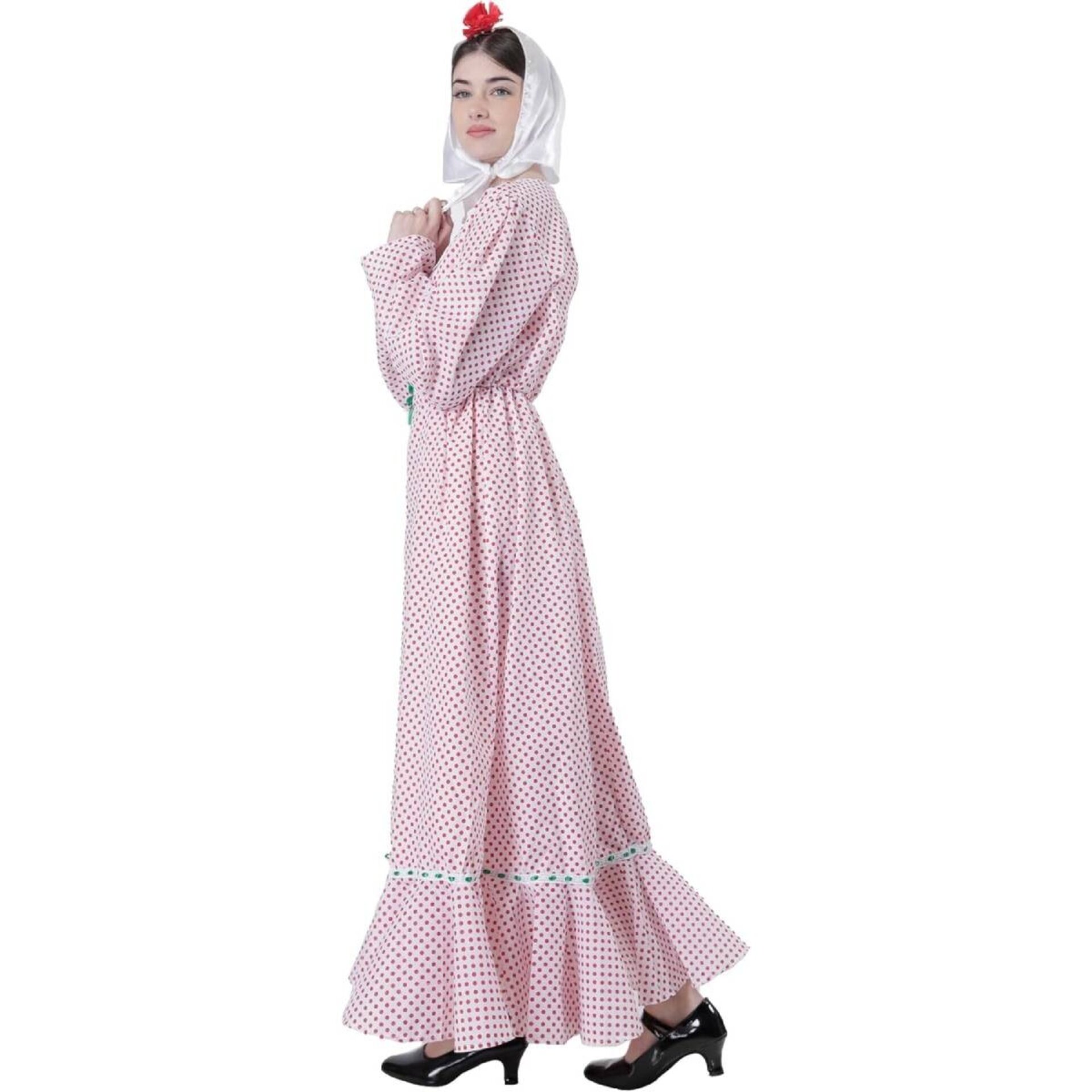 Vestido Chulapa Disfraz Madrileña con Pañuelo, Flor roja San Isidro Adulto Mujer - 5