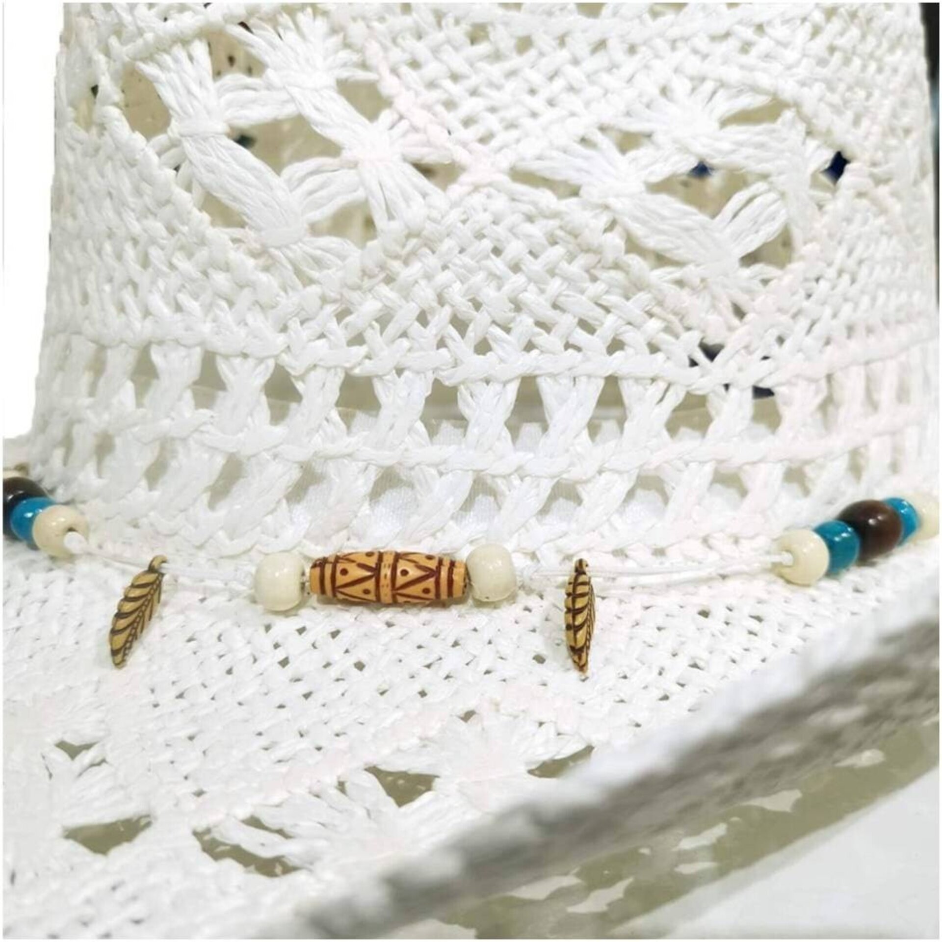 Sombrero Paja Blanco Mujer | Vaquero Estilo Western Country | Ajustable Cowboy - 2