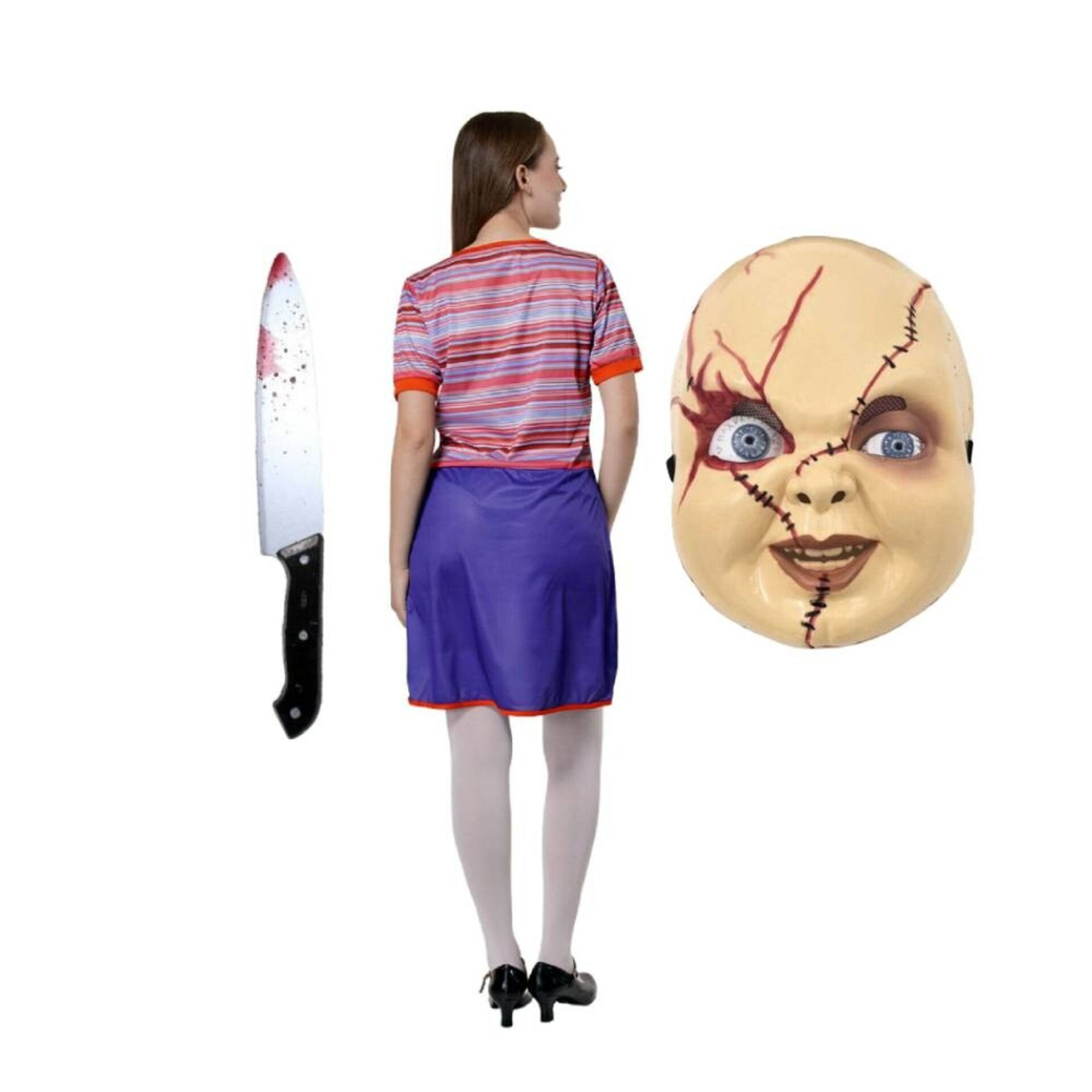 Disfraz Muñeca Malvada Mujer Adulta Novia de Chucky Mascara Terror - 3