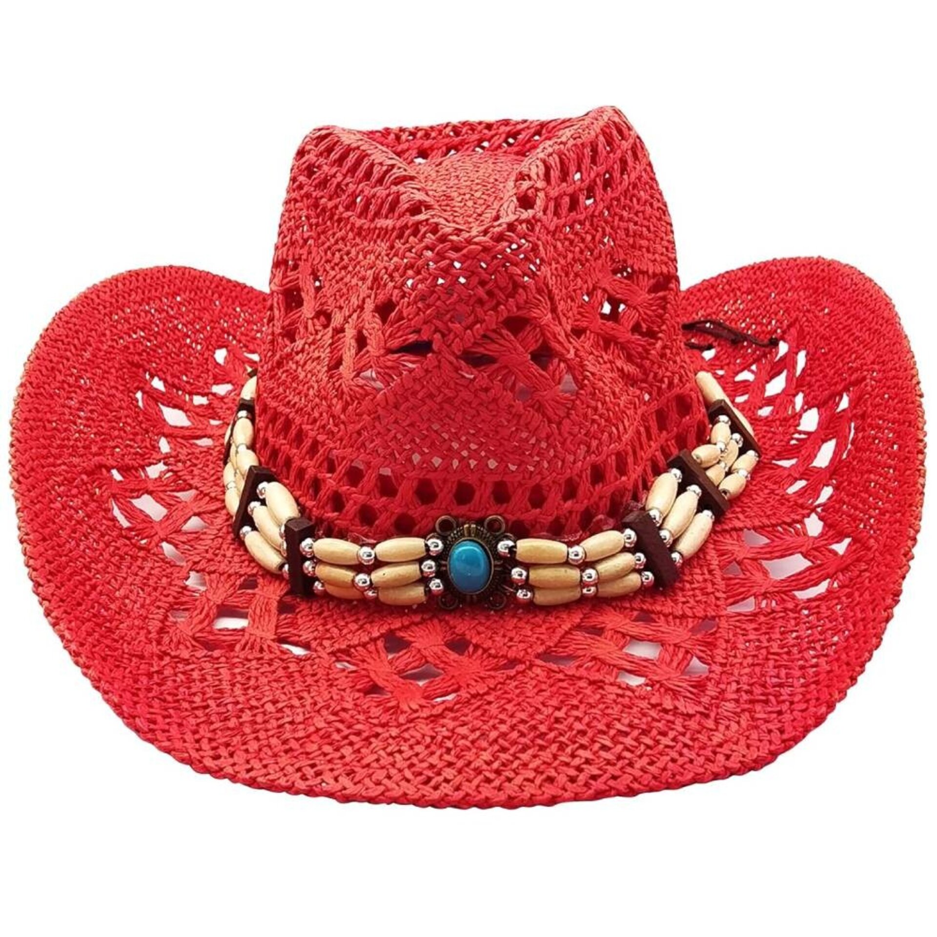Sombrero Vaquero Paja Unisex | Rojo Cowboy Western | Alas Anchas Talla Adulto - 1