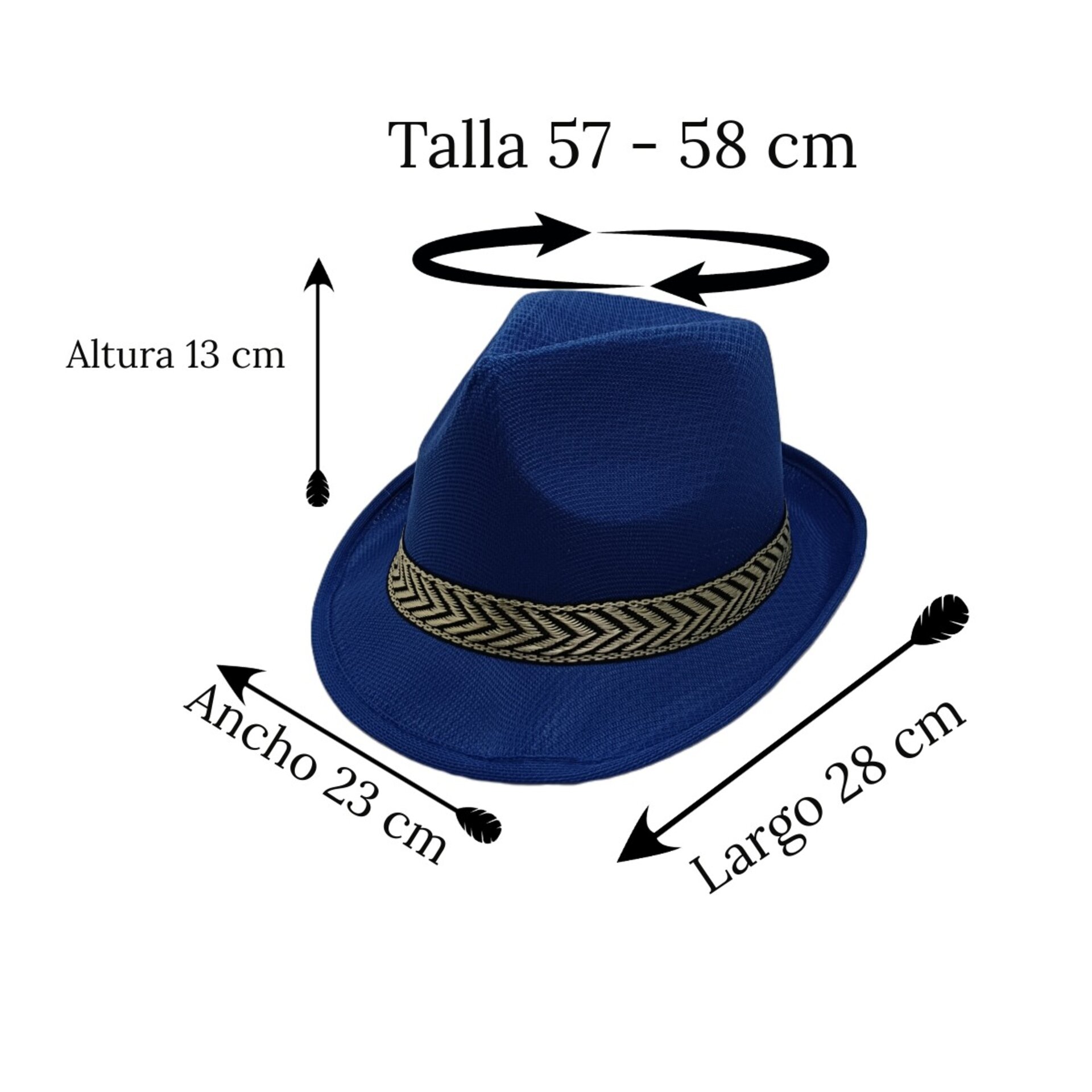 Sombrero Fedora Azul atemporal en Malla Talla Adulto - 2