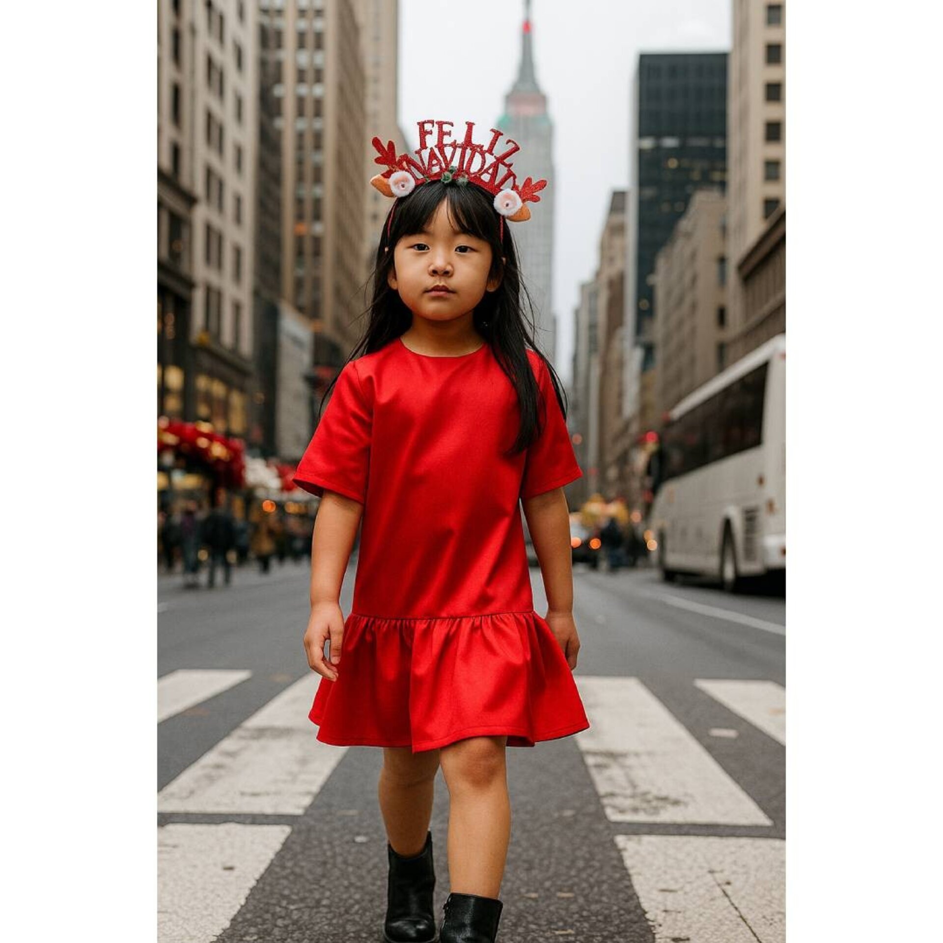 Vestido Rojo Satén para niñas - 11