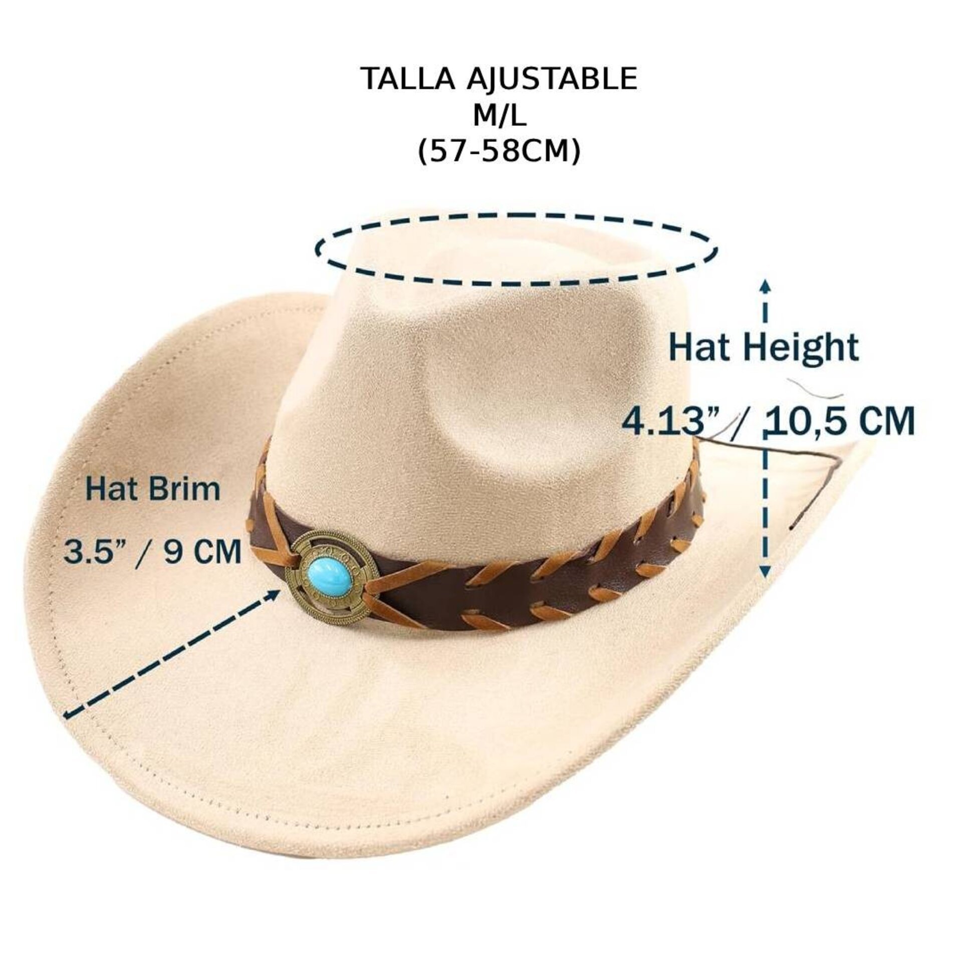 Sombrero Vaquero Cowboy Cowgirl Western Rodeo Unisex Blanco - 6