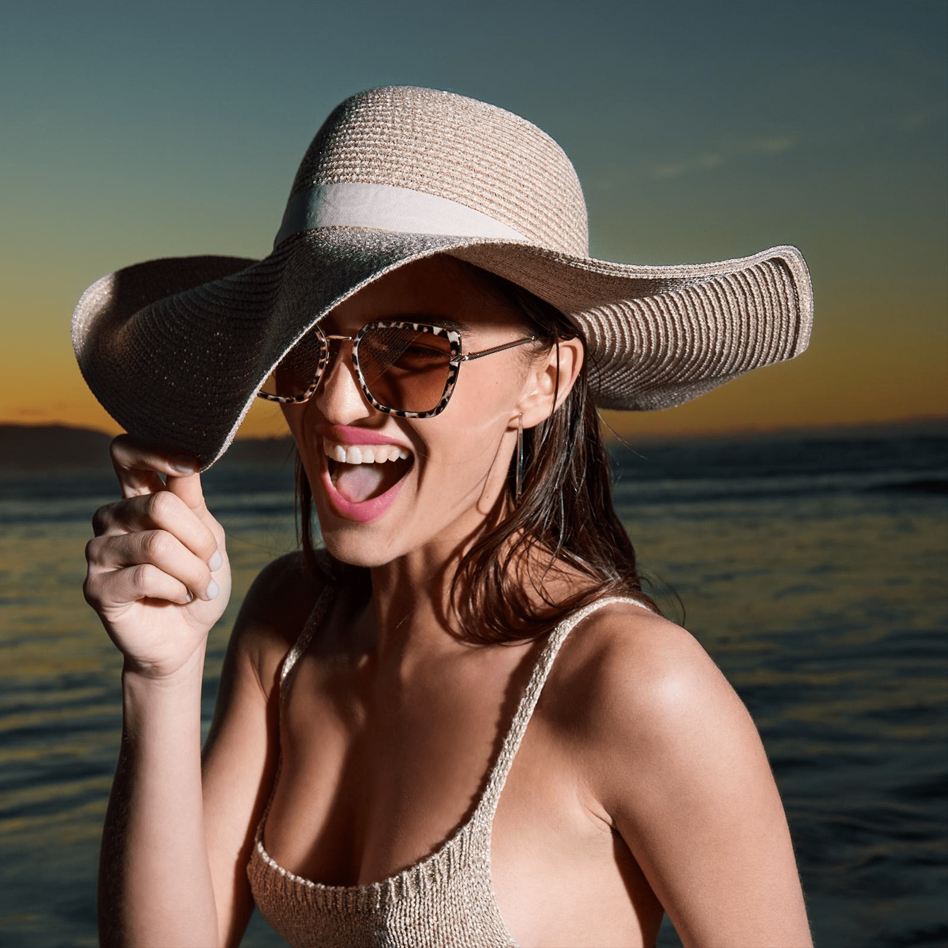 Pamela de Paja Elegante Mujer Ala Ancha 13cm, Sombrero Sol Playa y Eventos - 2