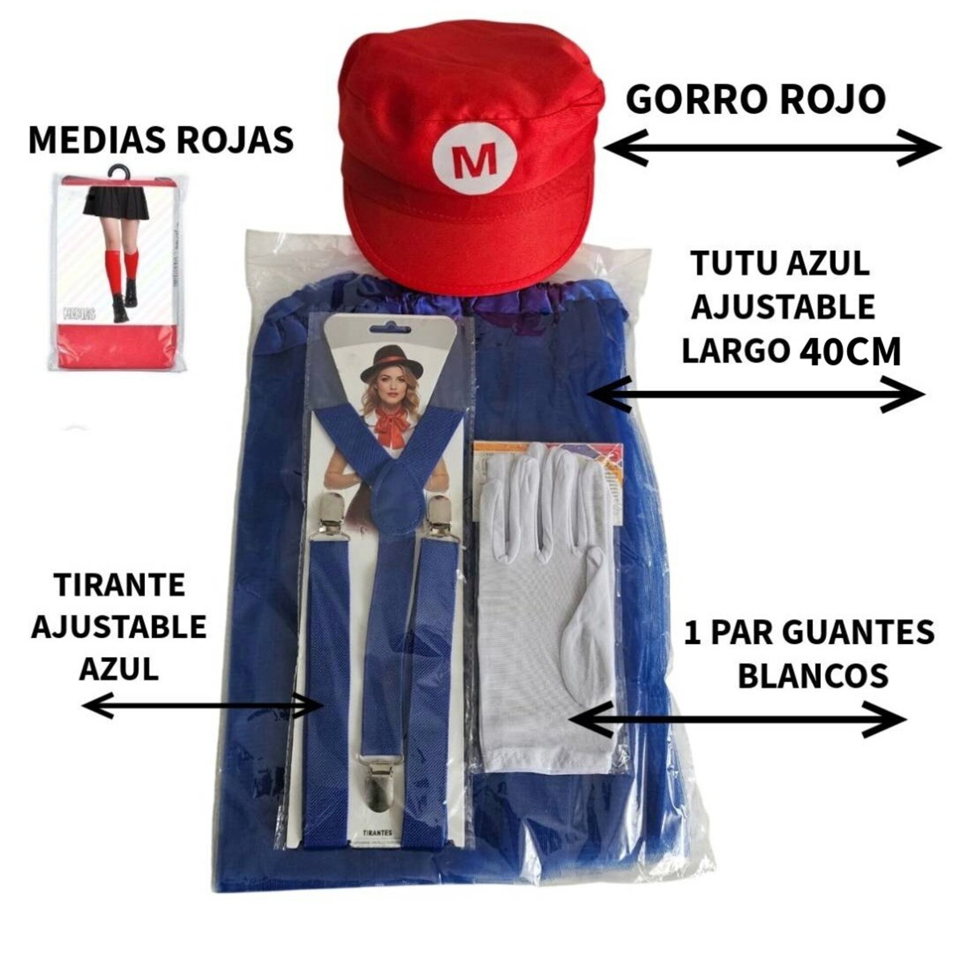 Disfraz de Fontanera para Mujer Pack Completo con Tutú, Gorra y Medias - Sexy - 8