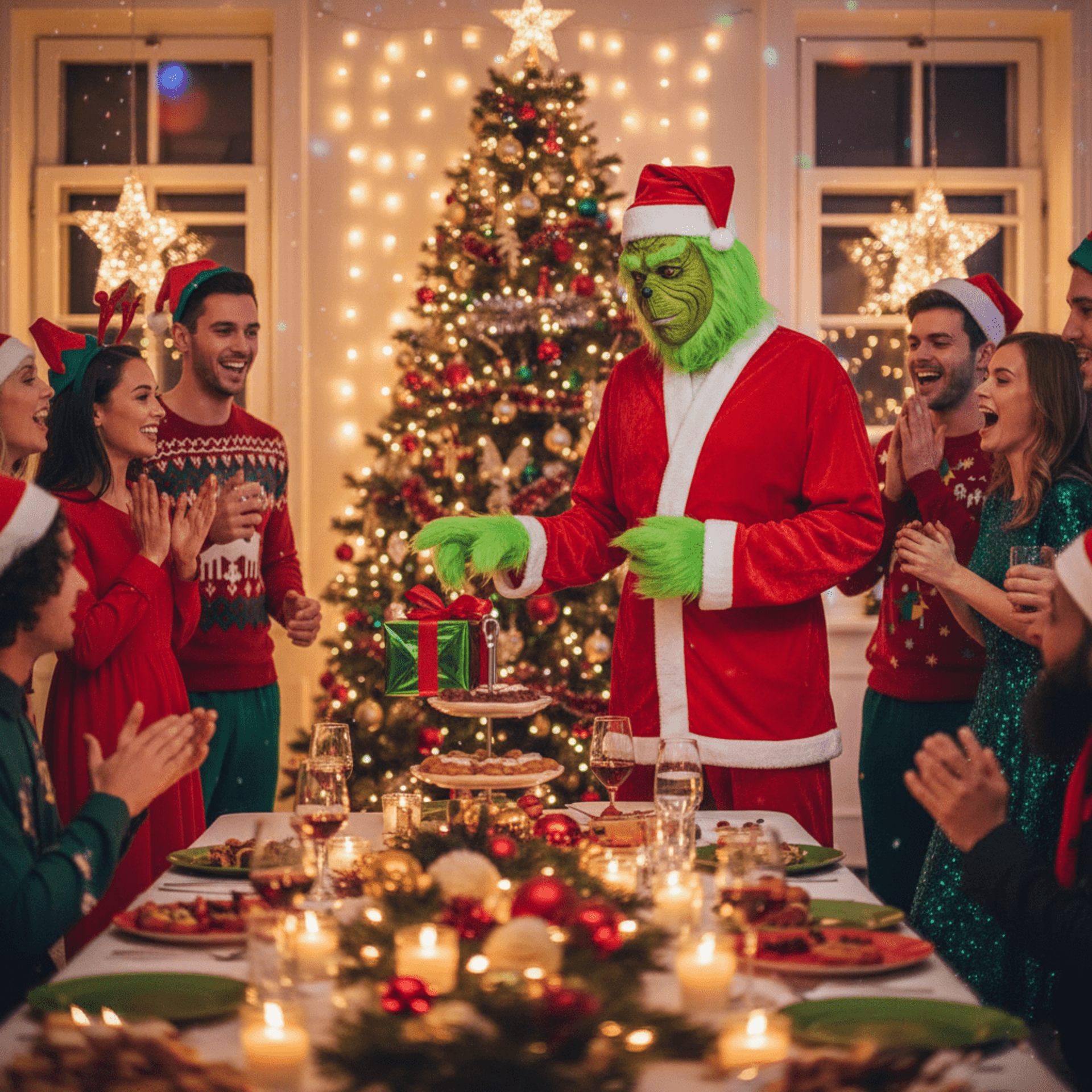 Disfraz El Grinch Monstruo Verde de Navidad Traje Papa Noel Hombre Adulto - 4