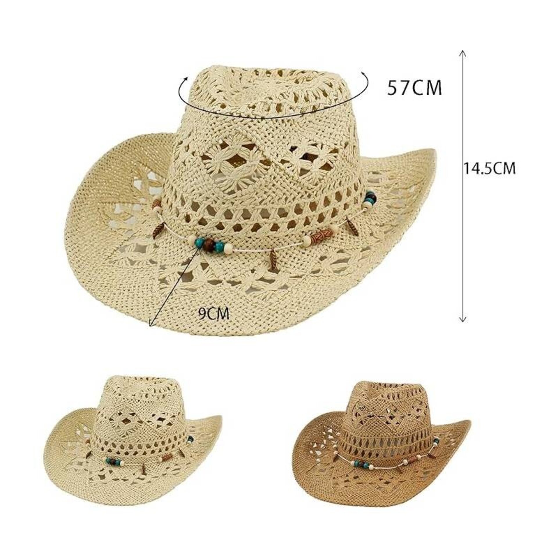 Sombrero Vaquero paja bohemio Baile Country Western Estilo occidental Unisex - 6