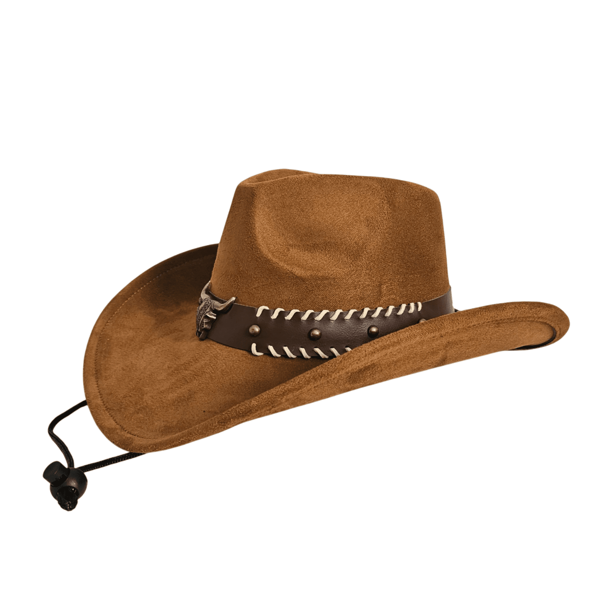 Sombrero Vaquero Estilo Western de Ala Ancha - Cowboy Marron Gamuza Sintetica - 4