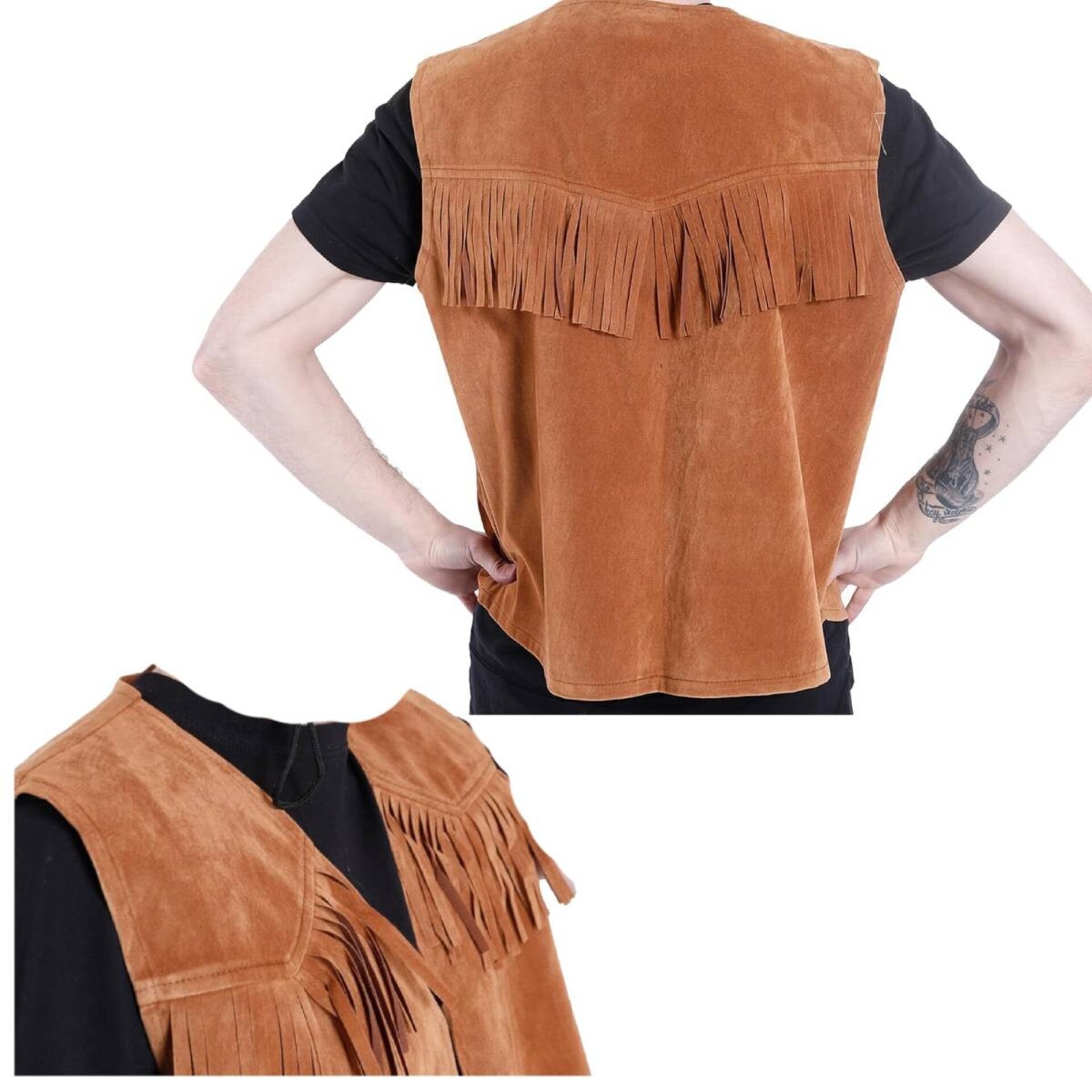 Sombrero Vaquero Cowboy con Chaleco y Bandana Pañuelo para Adulto Hombre Mujer - 5