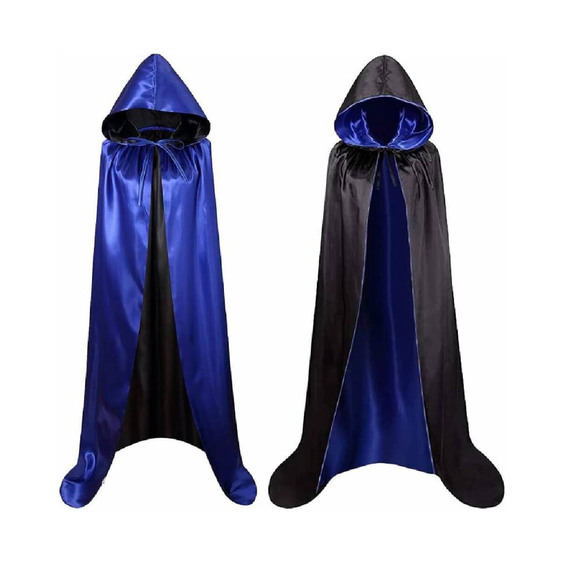 Capa Medieval con capucha Reversible doble cara en Azul y Negro para disfraz - 3