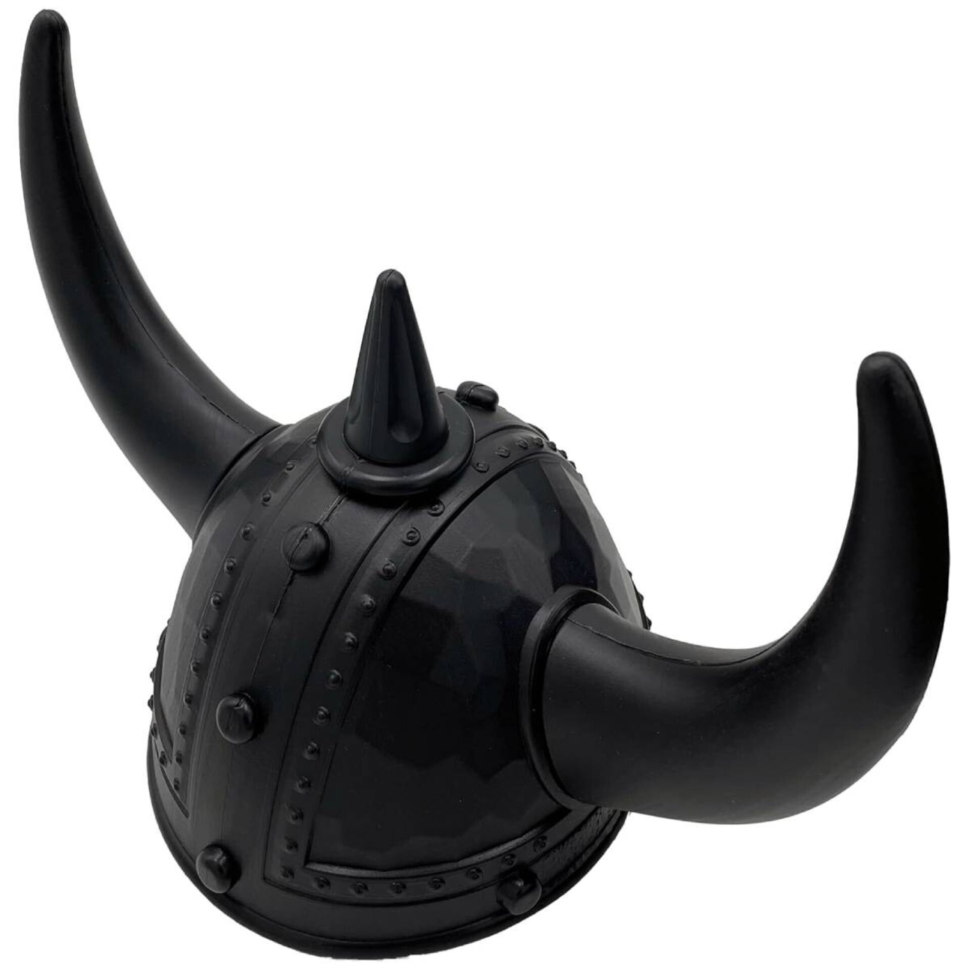 Casco con cuernos negros Medieval Disfraz Vikingo Romano Talla única 58CM - 3