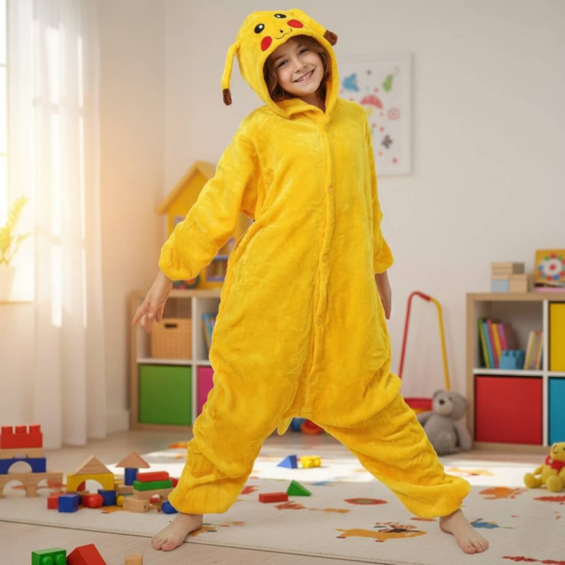Disfraz de Pokémon Pika-chu Amarillo infantil - Pijama niños Talla 3-12 años - 3