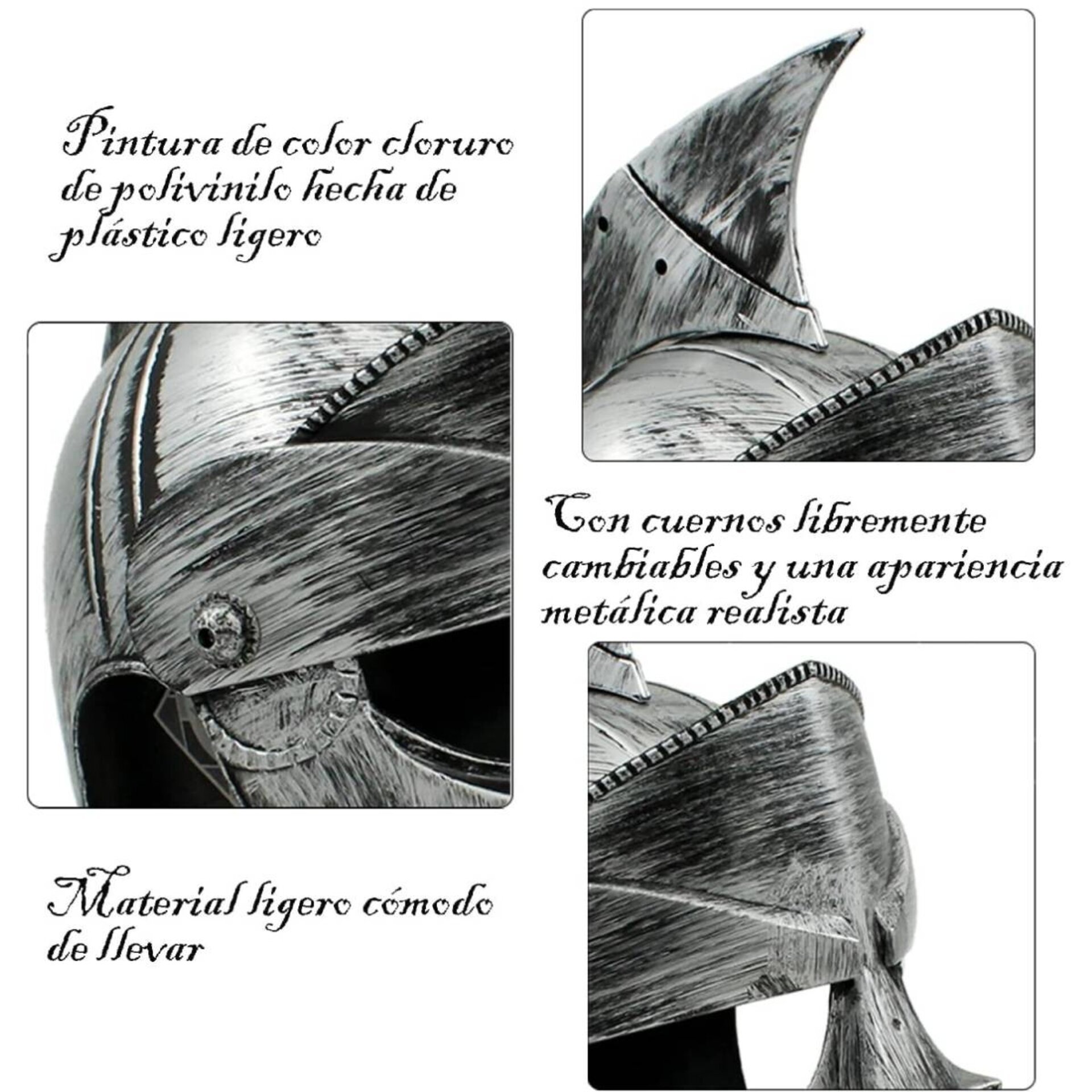 Casco Medieval para Disfraz Romano de Gladiador Guerrero Adulto Talla Única - 12