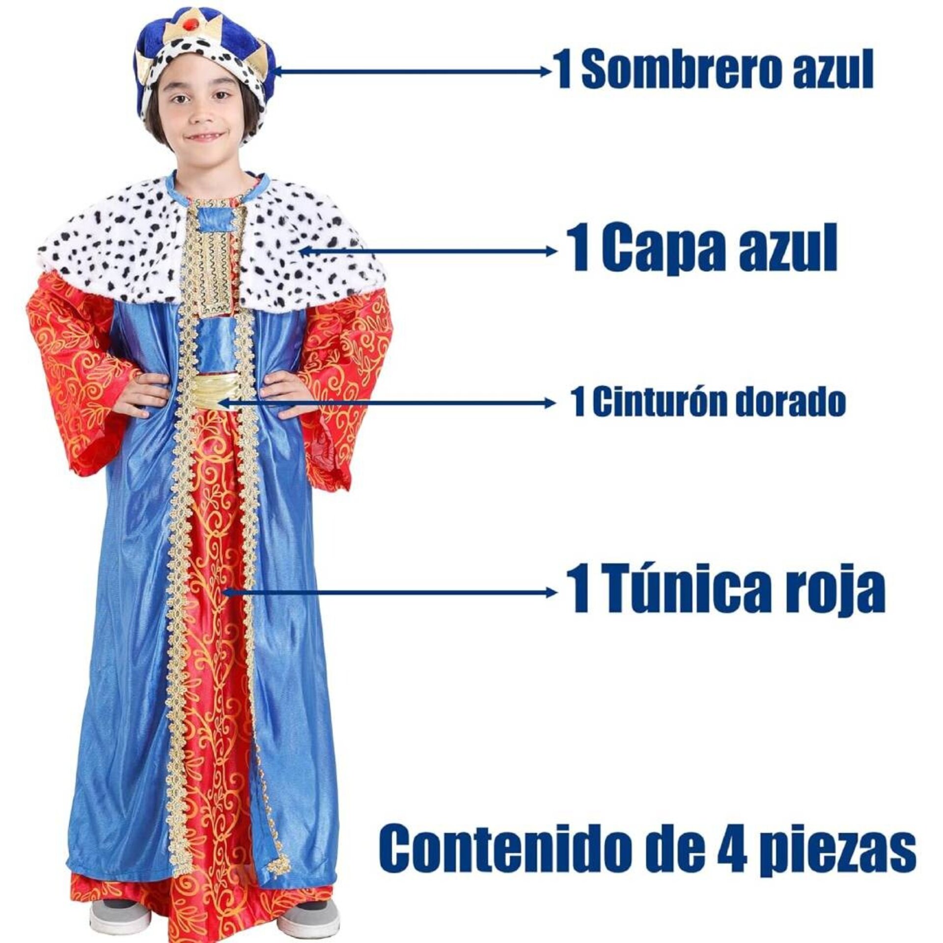 Disfraz Rey Mago Traje Niños Cabalgata de Reyes Regalos Navidad 3 a 15 años - 9