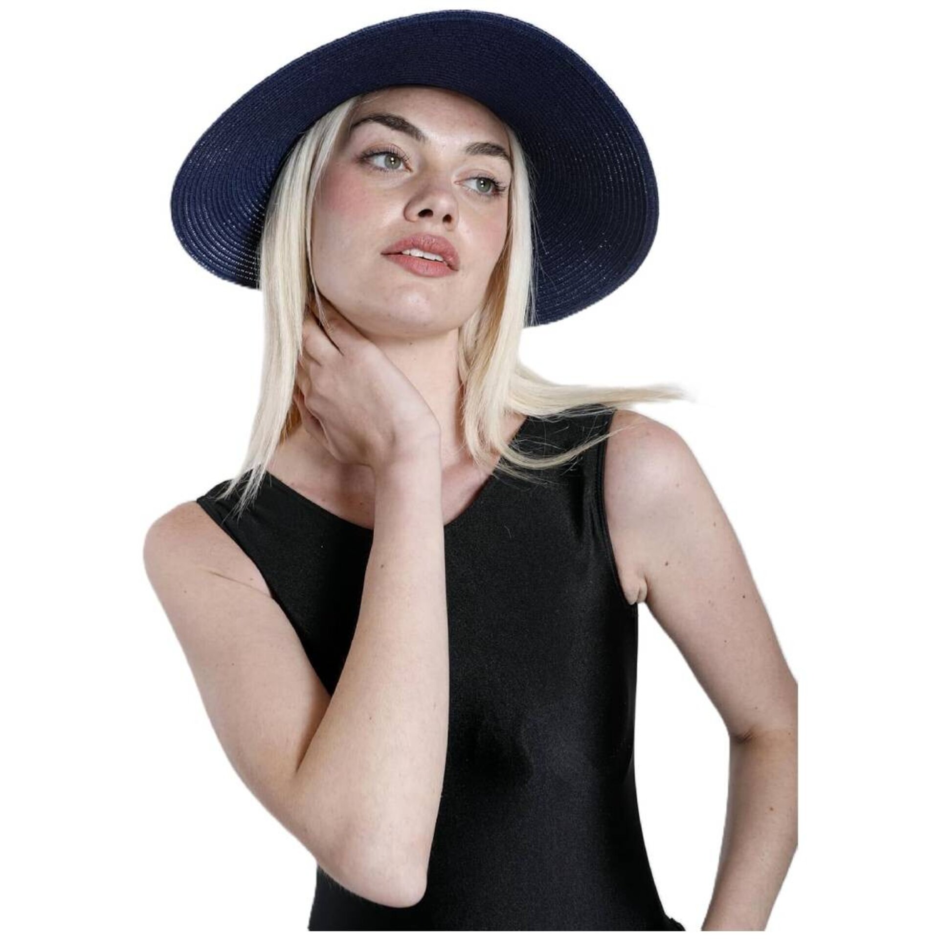 Sombrero Paja Mujer con Banda Floral Pamela ala Ancha Gorro para el Sol, Playa - 5