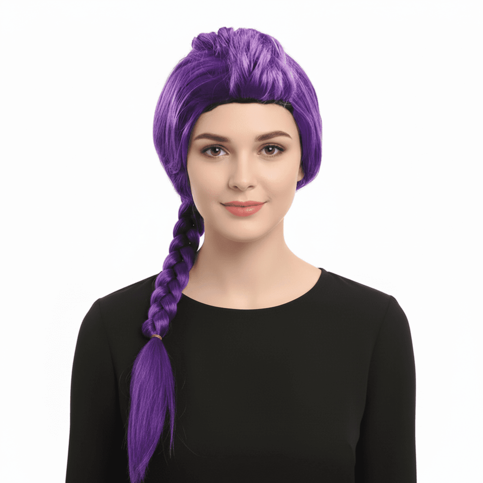 Peluca K-pop Rumi Trenza Larga Morada - Cazadora de Demonios - Niñas y Adultos - 3