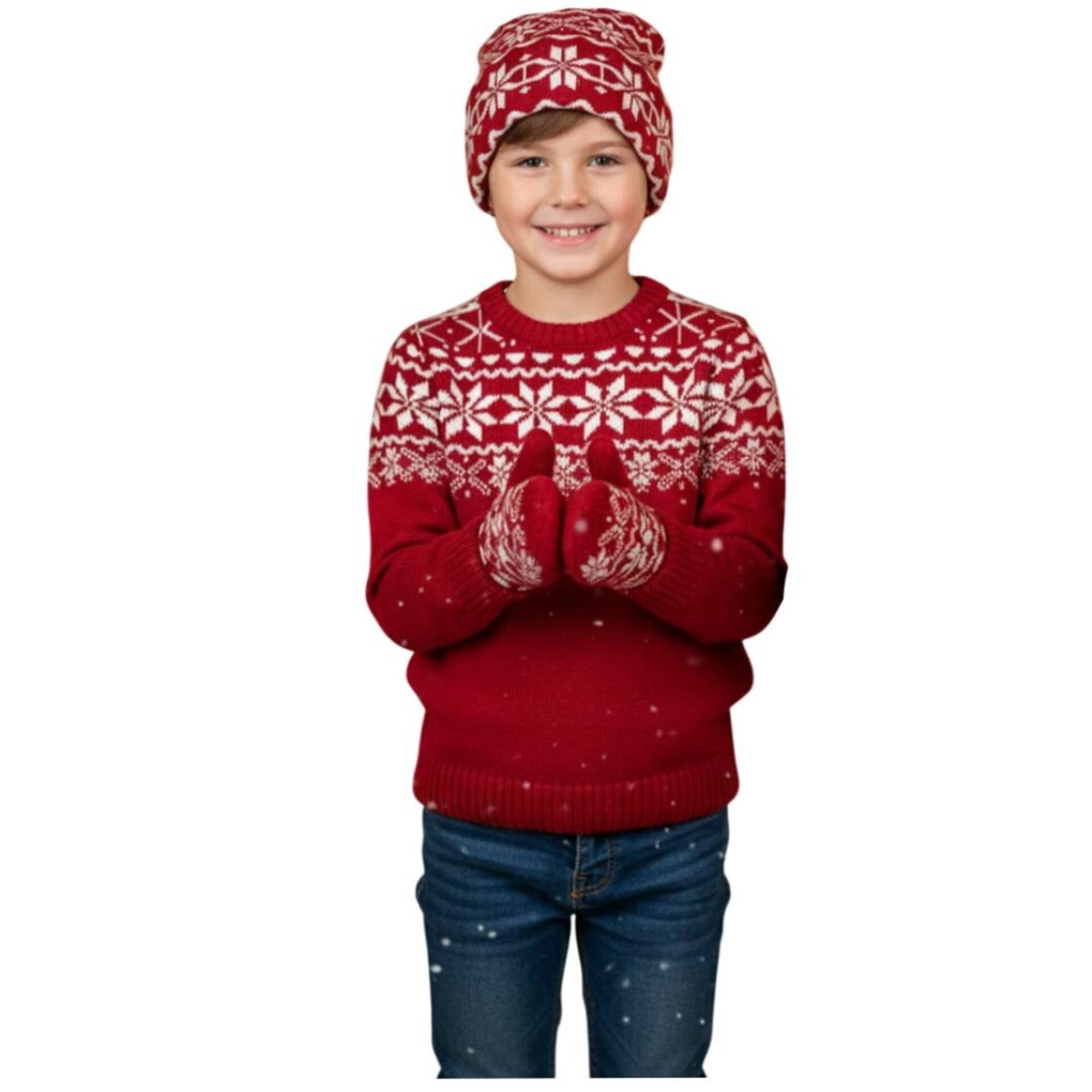 Conjunto 2 piezas Gorro y Manoplas Niños Jacquard | Calidez Invierno | 3-11 Años - 3