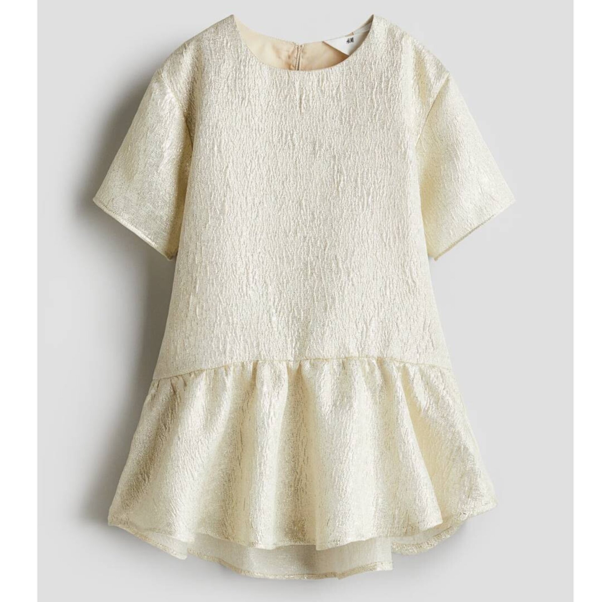 Vestido Corto acampanado Tejido Jacquard Dorado para Niñas - 1