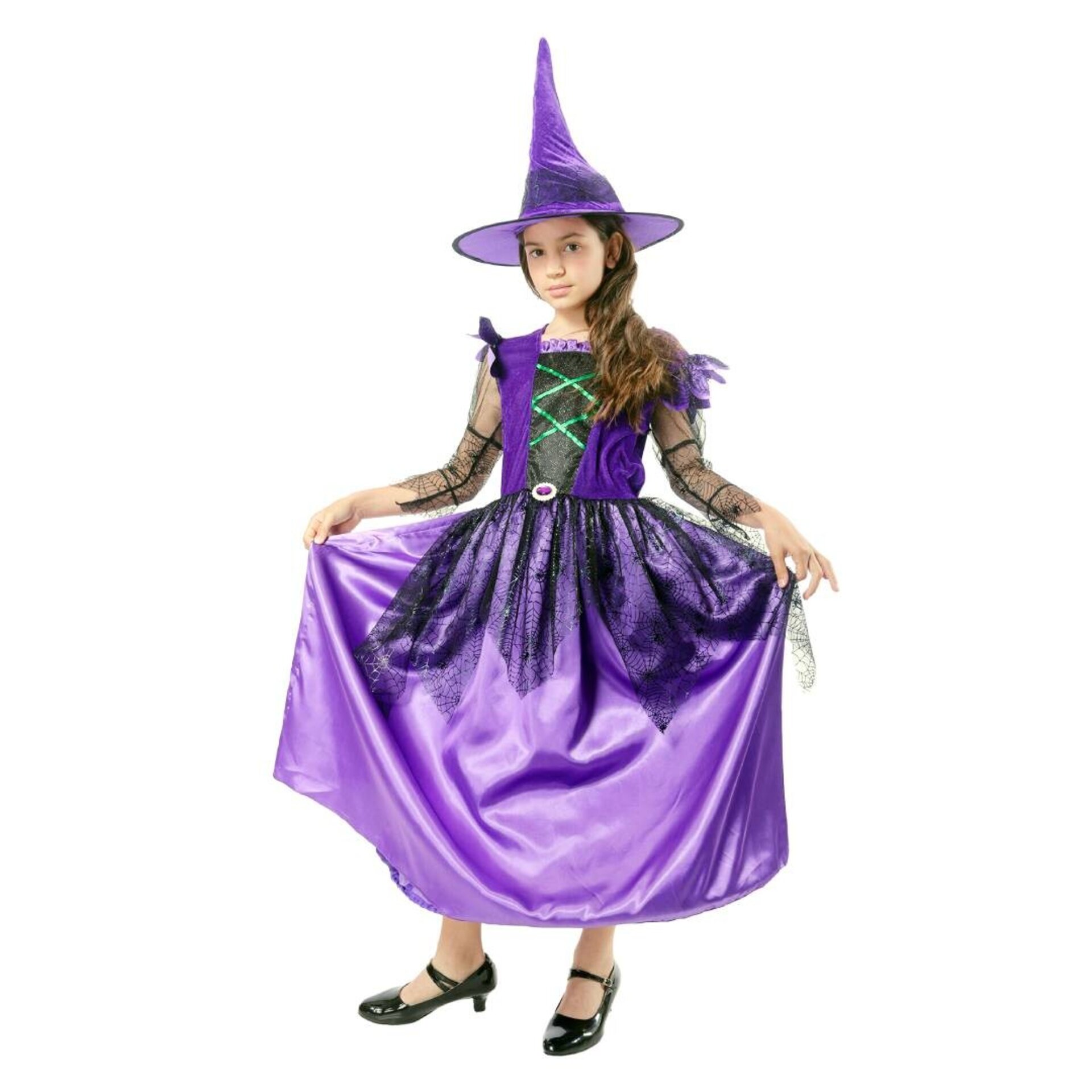 Disfraz de Bruja Vestido con Sombrero Lila para niñas Talla 3 a 12 Años - 3