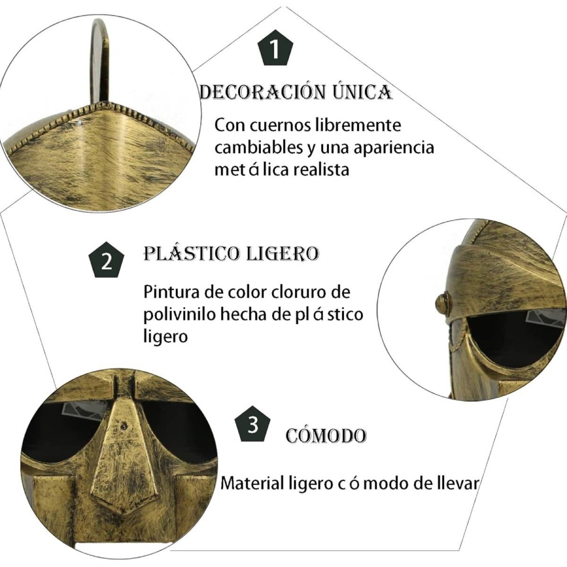 Casco Medieval para Disfraz Romano de Gladiador Guerrero Adulto Talla Única - 6
