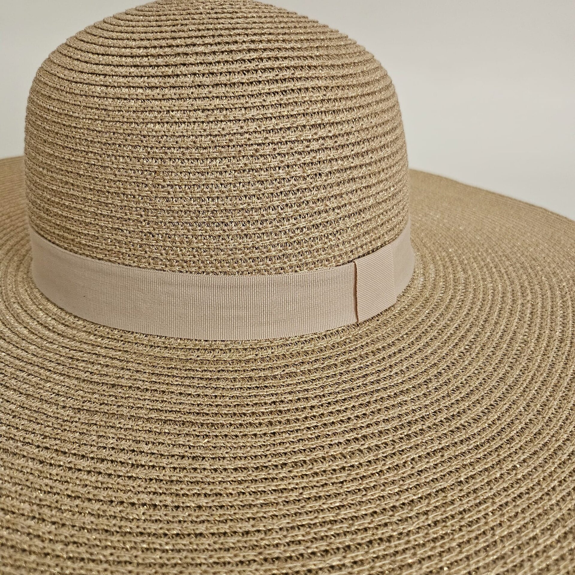 Pamela de Paja Elegante Mujer Ala Ancha 13cm, Sombrero Sol Playa y Eventos - 5