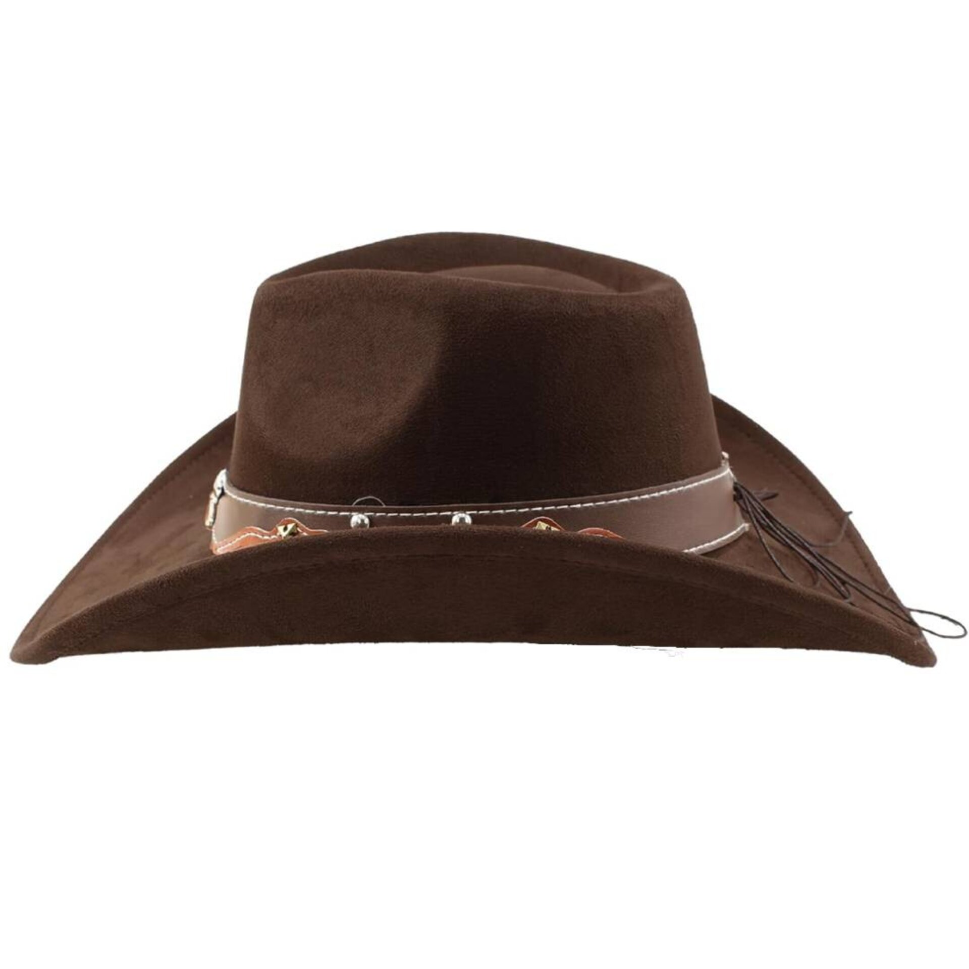 Sombrero Vaquero Cowboy Western Country Fieltro Marrón Adulto Ajustable M/L - 6