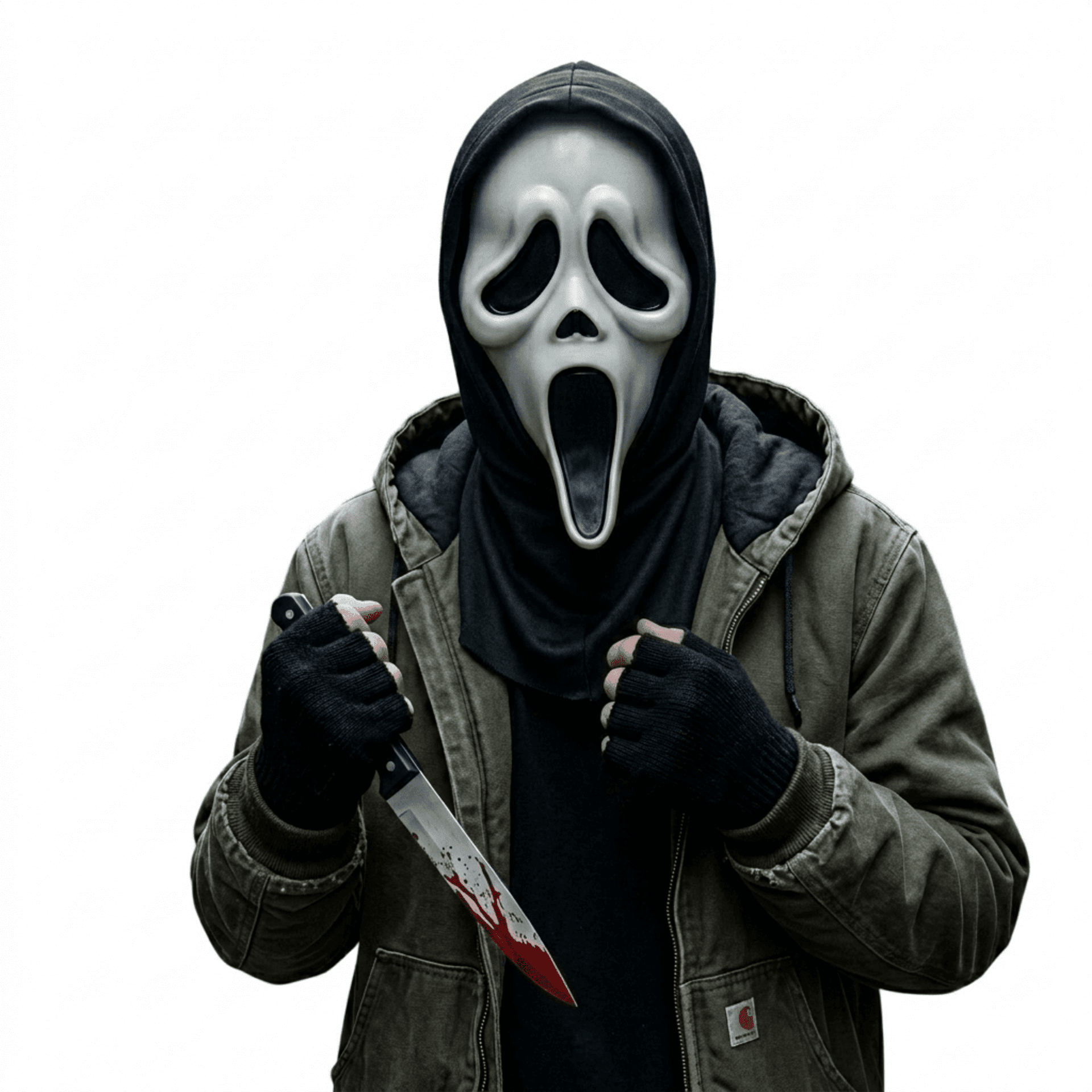 Disfraz Scream Fantasma - Máscara con Capucha, Guantes, Cuchillo Sangriento - 1