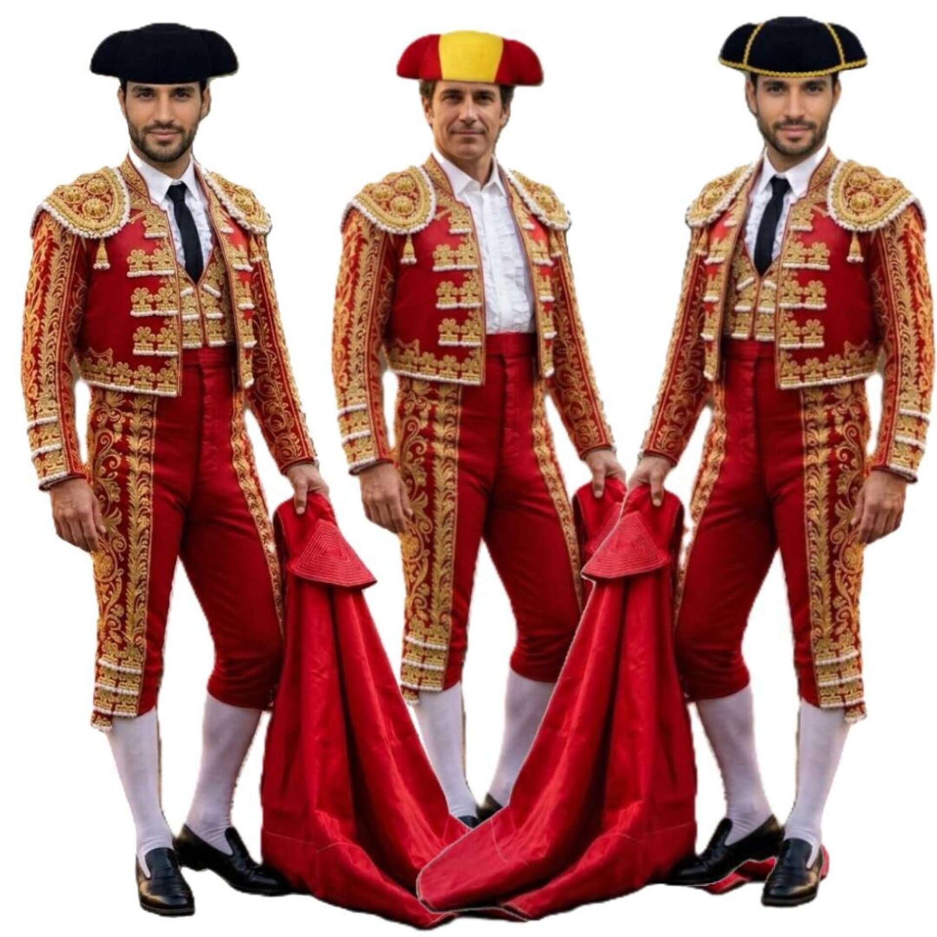 Kit Torero para Disfraz Capote Rojo (145x70cm) + Montera Adulto| Talla Única - 1