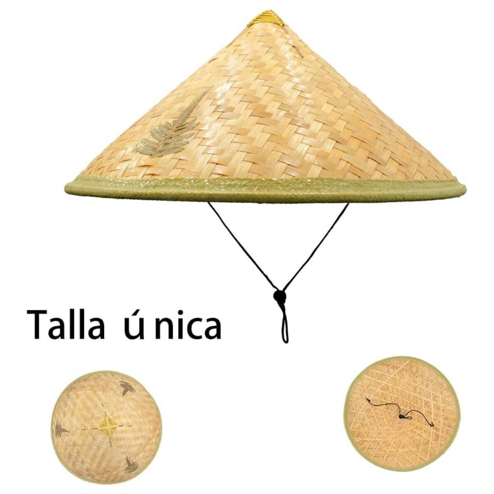 Sombrero de paja trenzado de bambú, Sombrero chino Verano playa campo montaña - 2