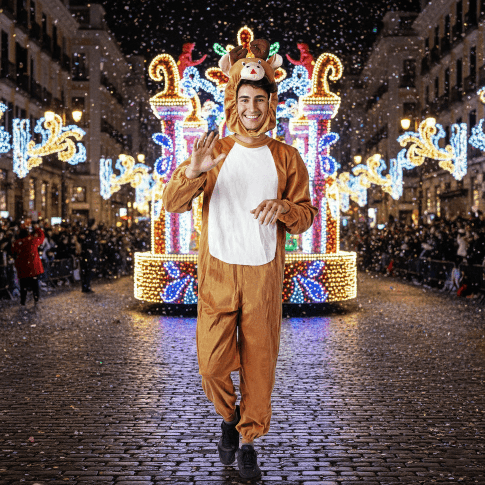 Disfraz de Reno Pijama Enterizo Navideño - Kigurumi Unisex de Lujo para Adulto - 1