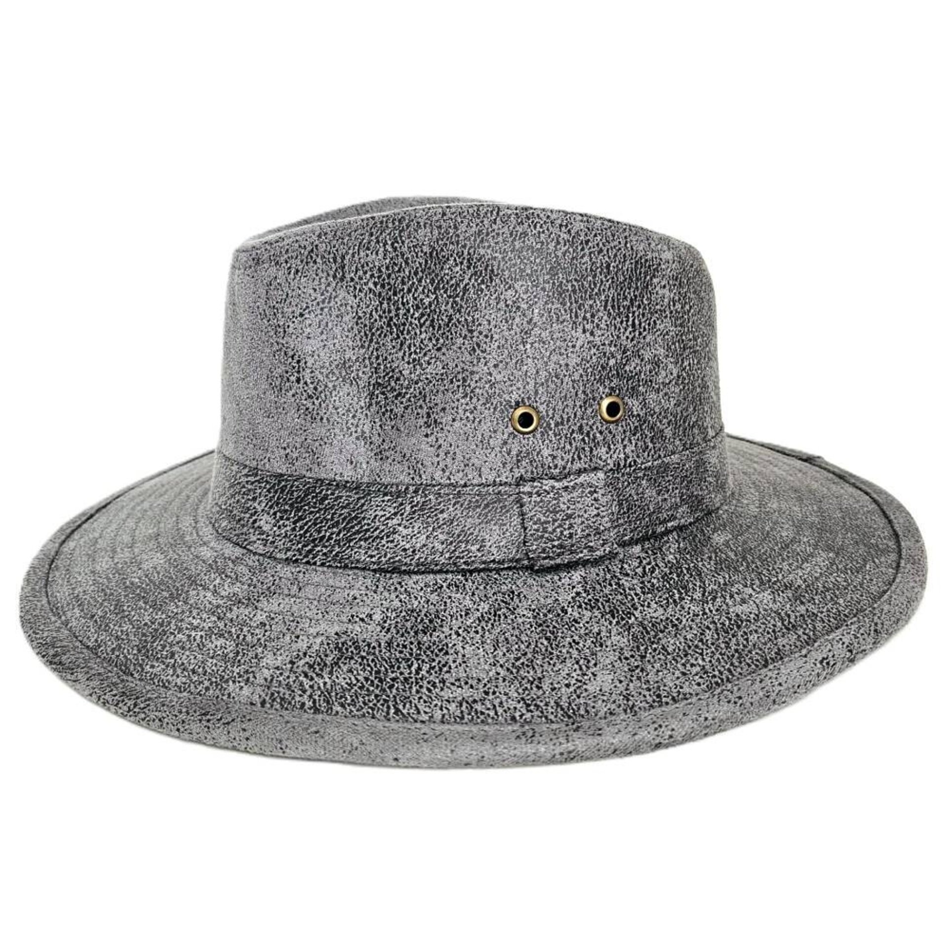 Sombrero Fedora Sintético Gris Desgastado Unisex Adulto Estilo Western Aventura - 8