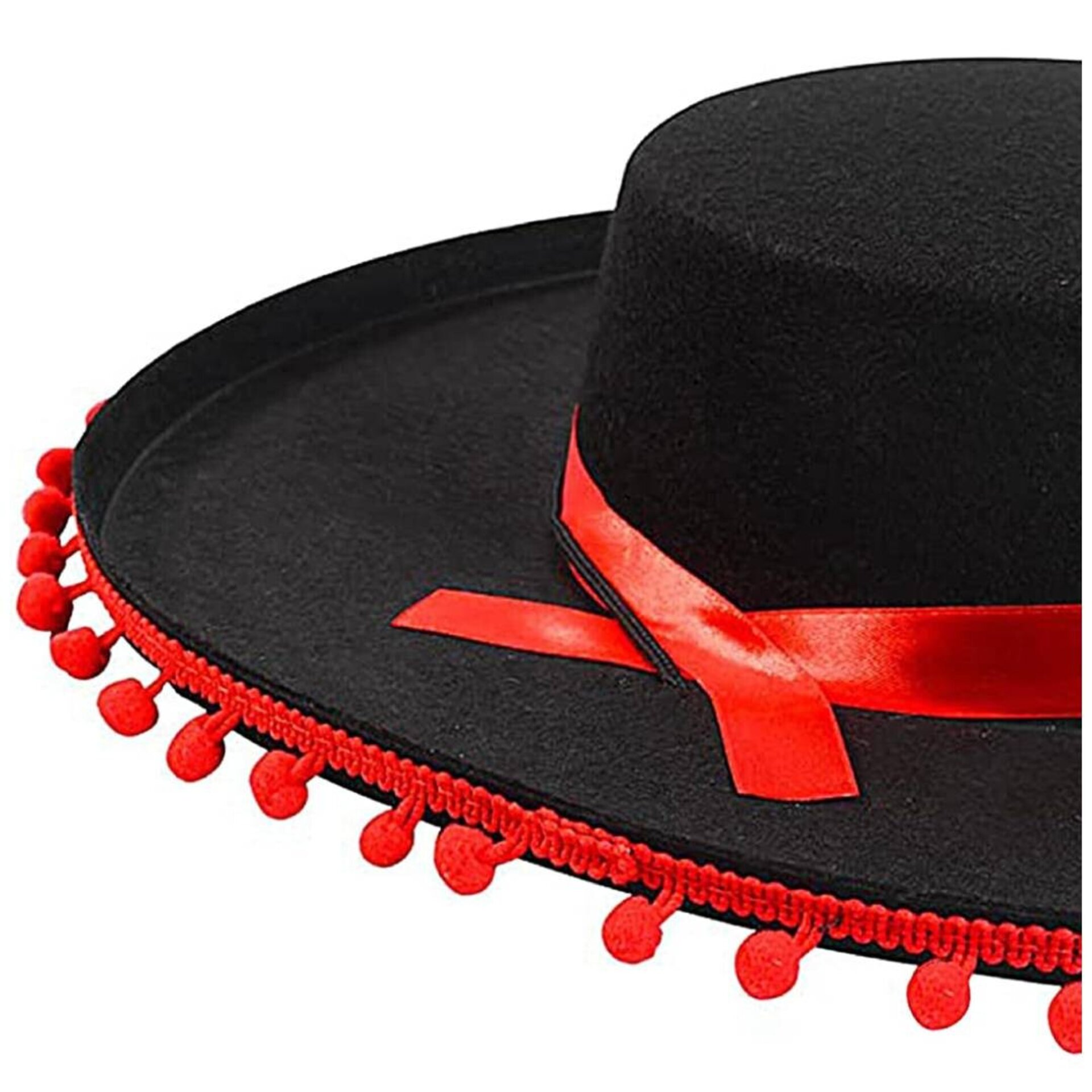 Sombrero Cordobés con Madroños y Cinta Roja - Gorro Ajustable para Niños Adultos - 4