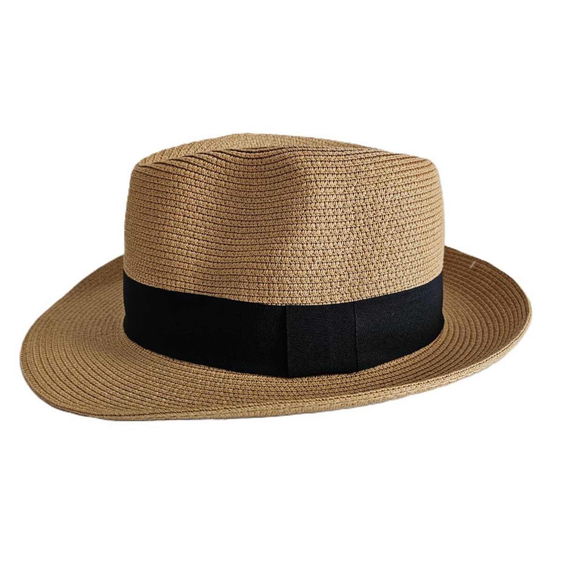 Sombrero de paja Fedora Sombrero Panamá de Playa Verano Ajustable Adulto Unisex - 3